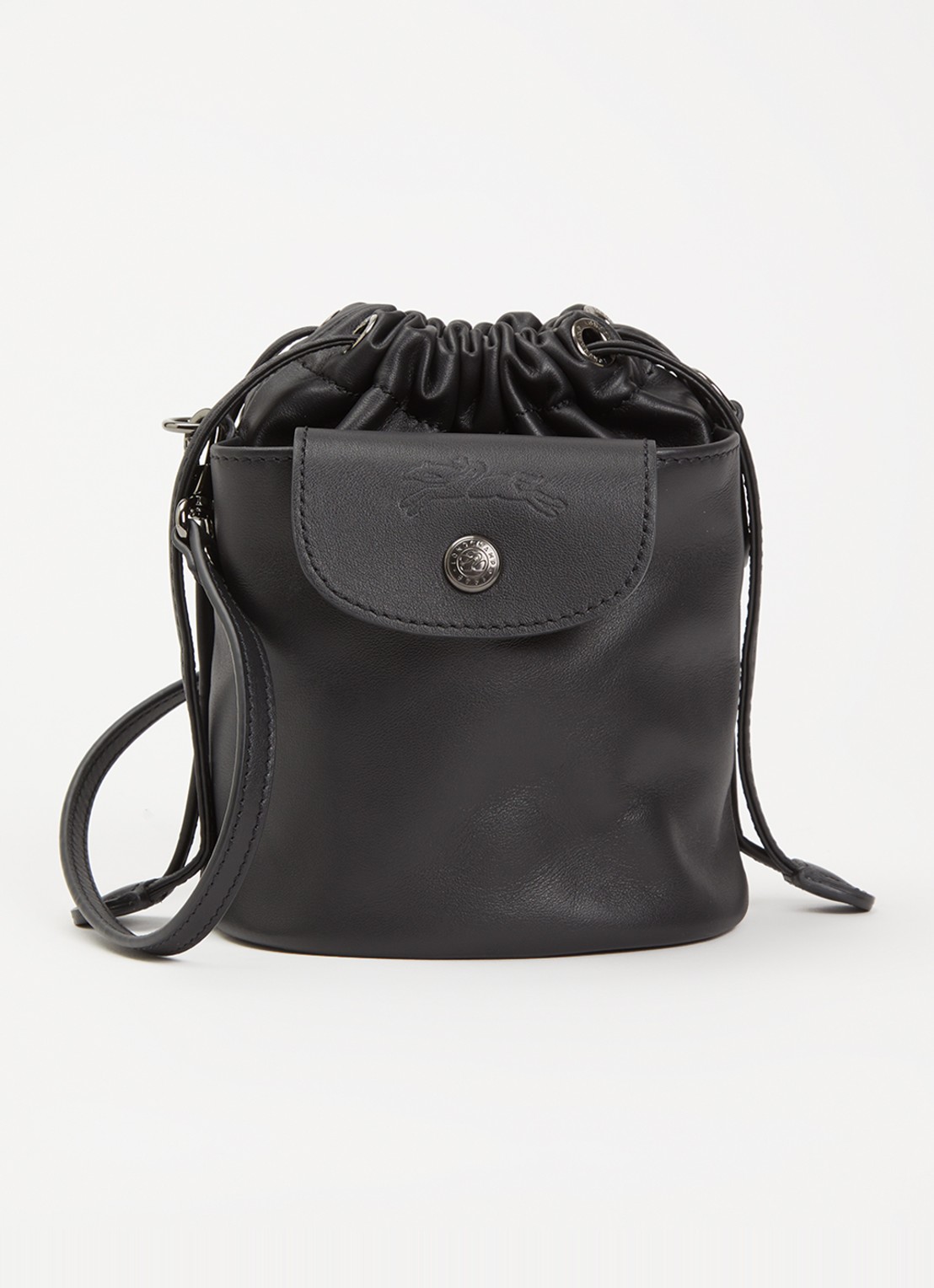 Longchamp Le Pliage Xtra crossbodytas XS van leer - voorkant zwart