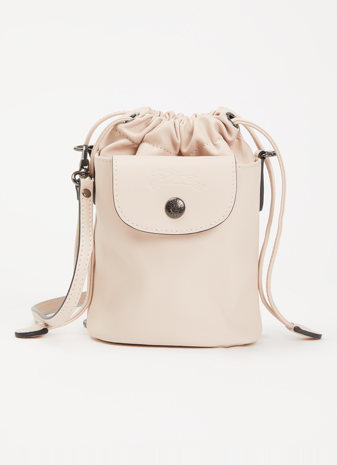 Longchamp Le Pliage Xtra crossbodytas XS van leer - voorkant 4 lichtroze