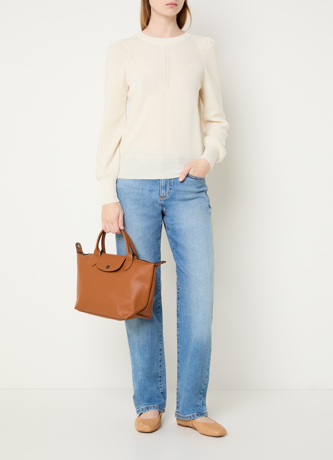Longchamp Le Pliage Xtra handtas S van leer - voorkant 4 oranjebruin