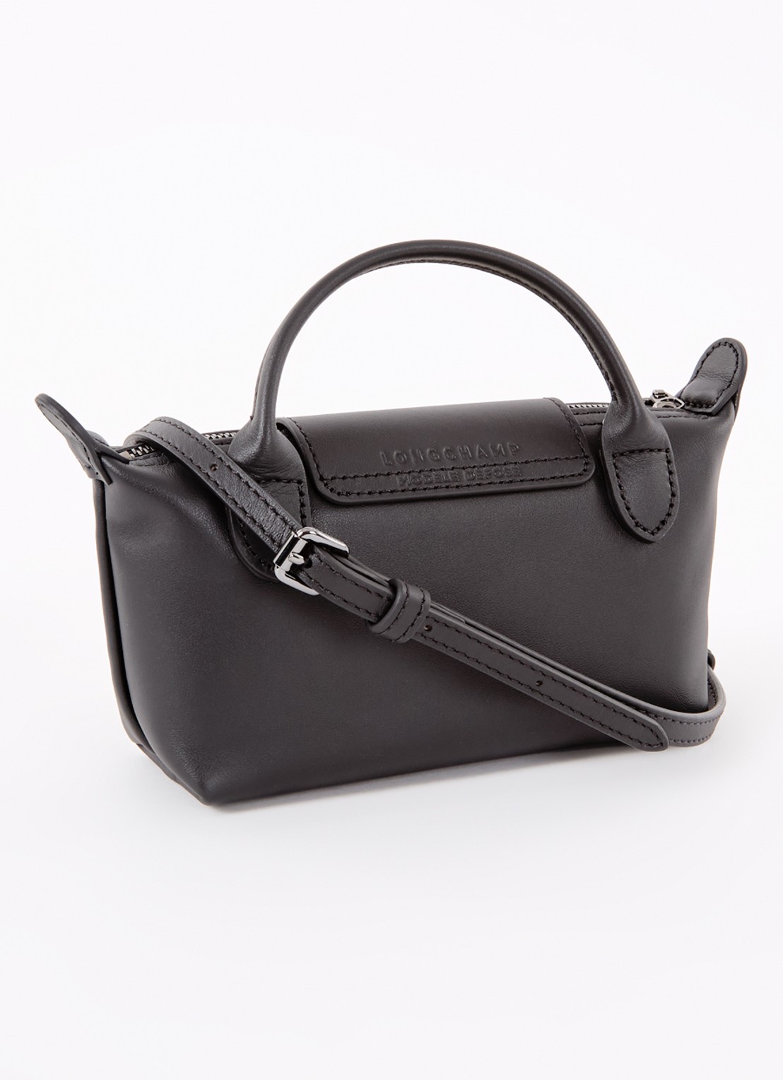Longchamp Le Pliage Xtra handtas XS van leer met afneembare schouderriem - achterkant 6 zwart
