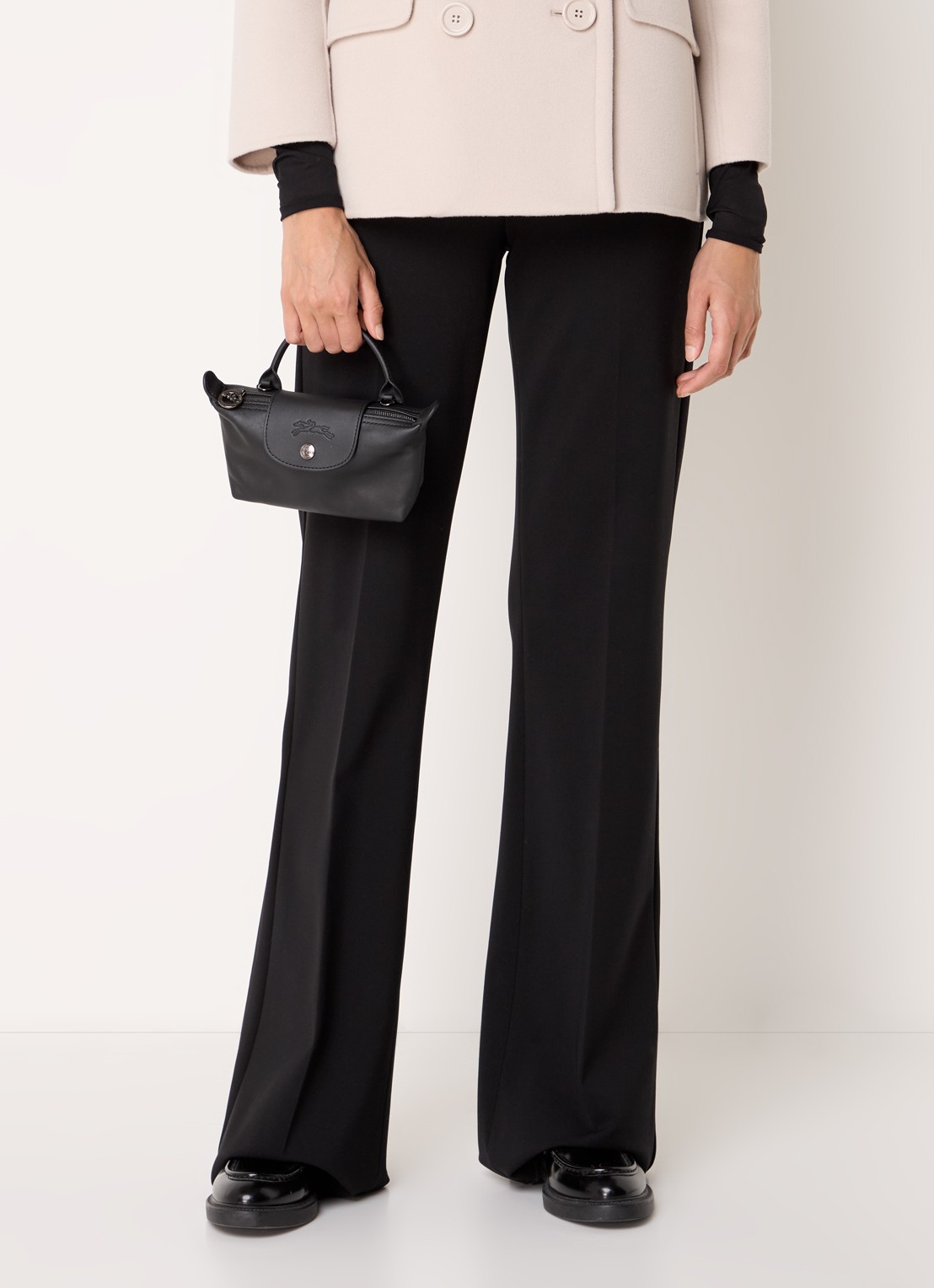 Longchamp Le Pliage Xtra handtas XS van leer met afneembare schouderriem - voorkant 2 zwart