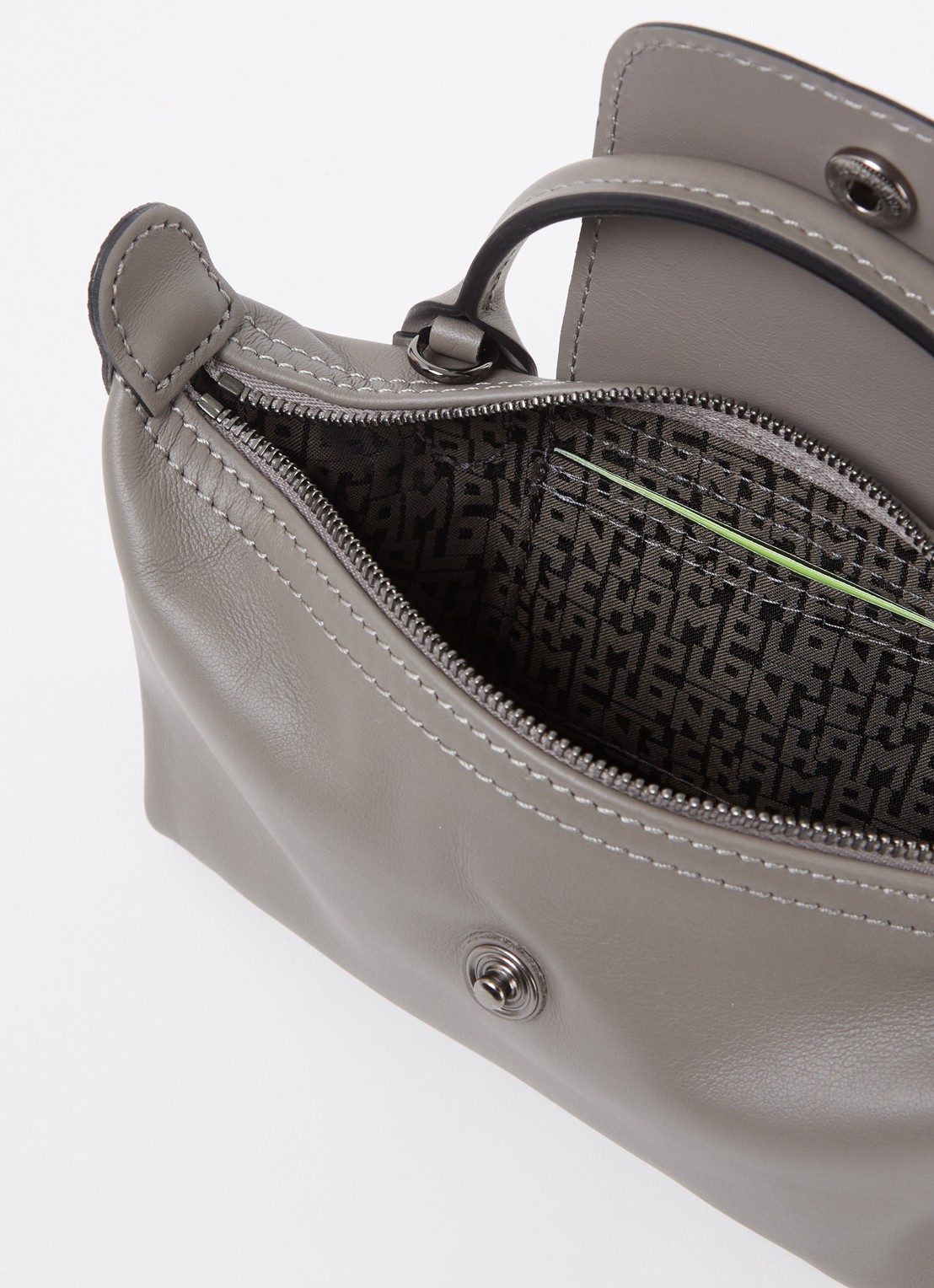 Longchamp Le Pliage Xtra handtas XS van leer met afneembare schouderriem - detail 4 grijs