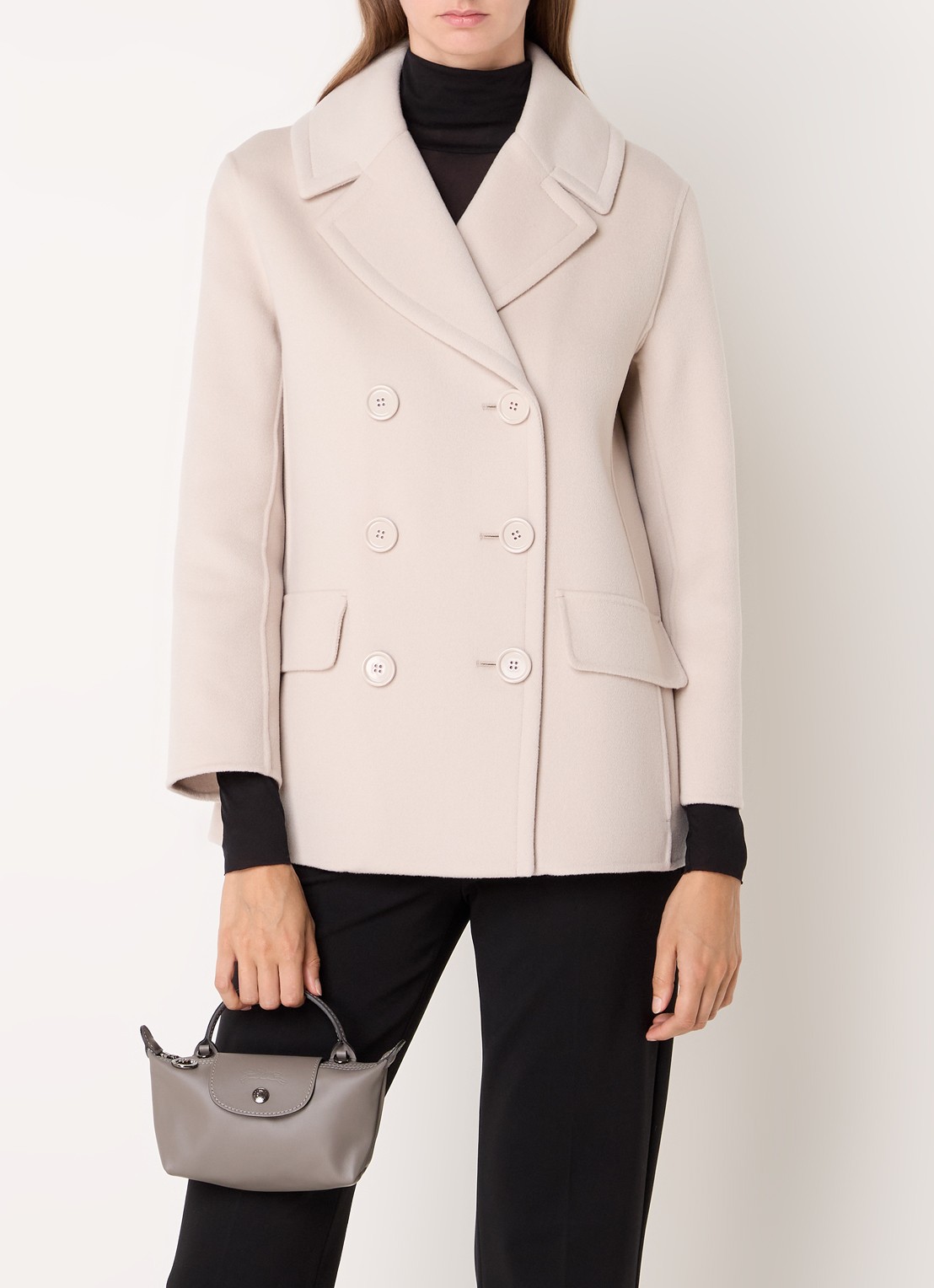 Longchamp Le Pliage Xtra handtas XS van leer met afneembare schouderriem - voorkant 2 grijs