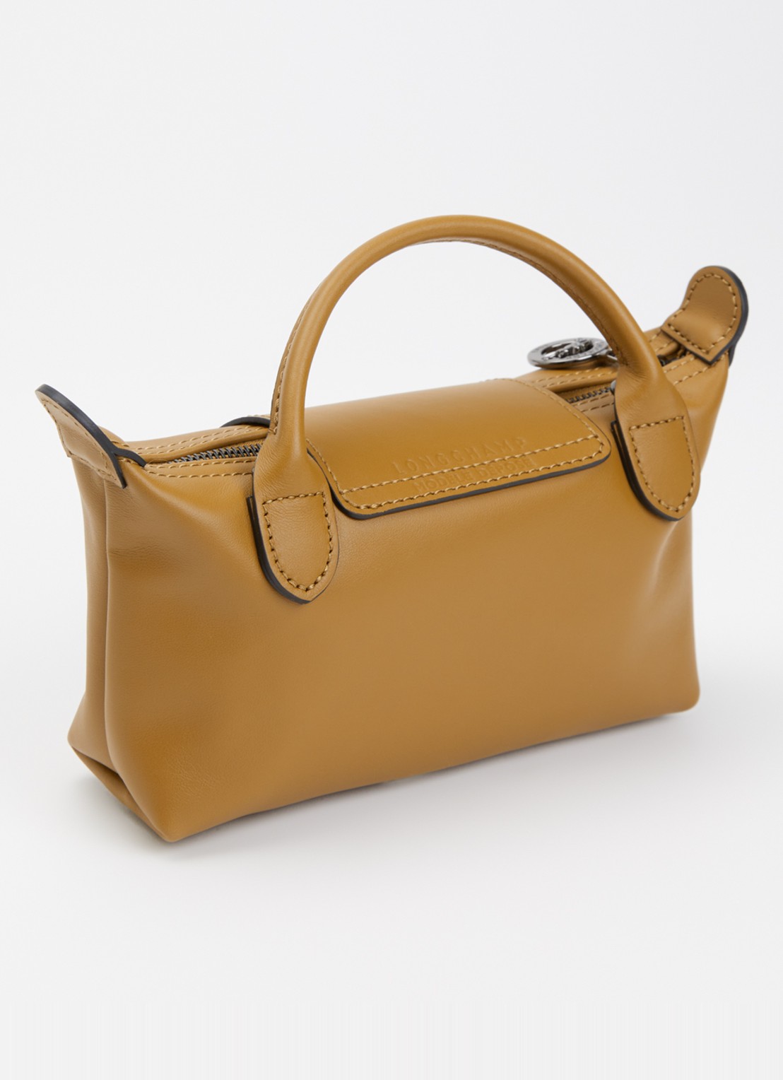 Longchamp Le Pliage Xtra handtas XS van leer met afneembare schouderriem - achterkant cognac