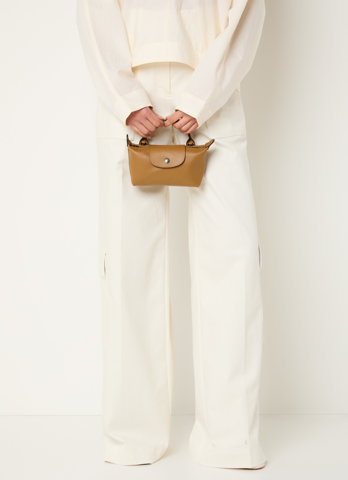 Longchamp Le Pliage Xtra handtas XS van leer met afneembare schouderriem - voorkant 6 cognac