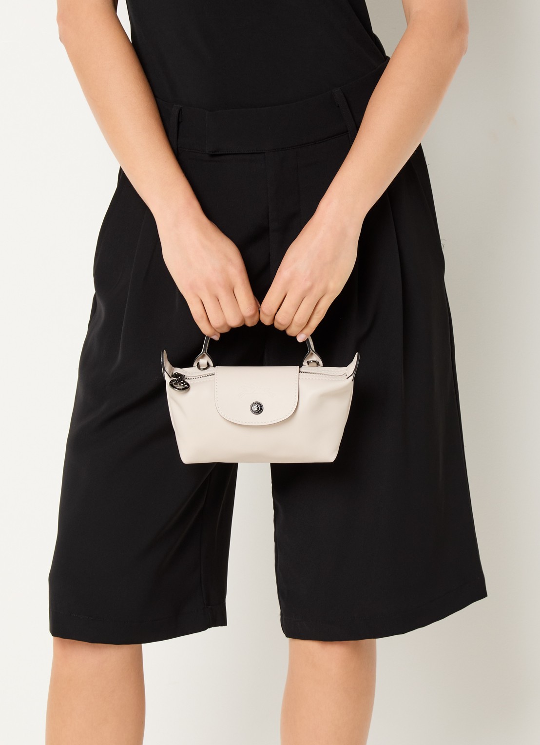 Longchamp Le Pliage Xtra handtas XS van leer met afneembare schouderriem - voorkant 6 creme