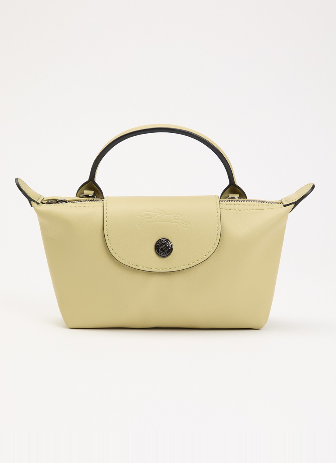 Longchamp Le Pliage Xtra handtas XS van leer met afneembare schouderriem - voorkant 5 lichtgroen