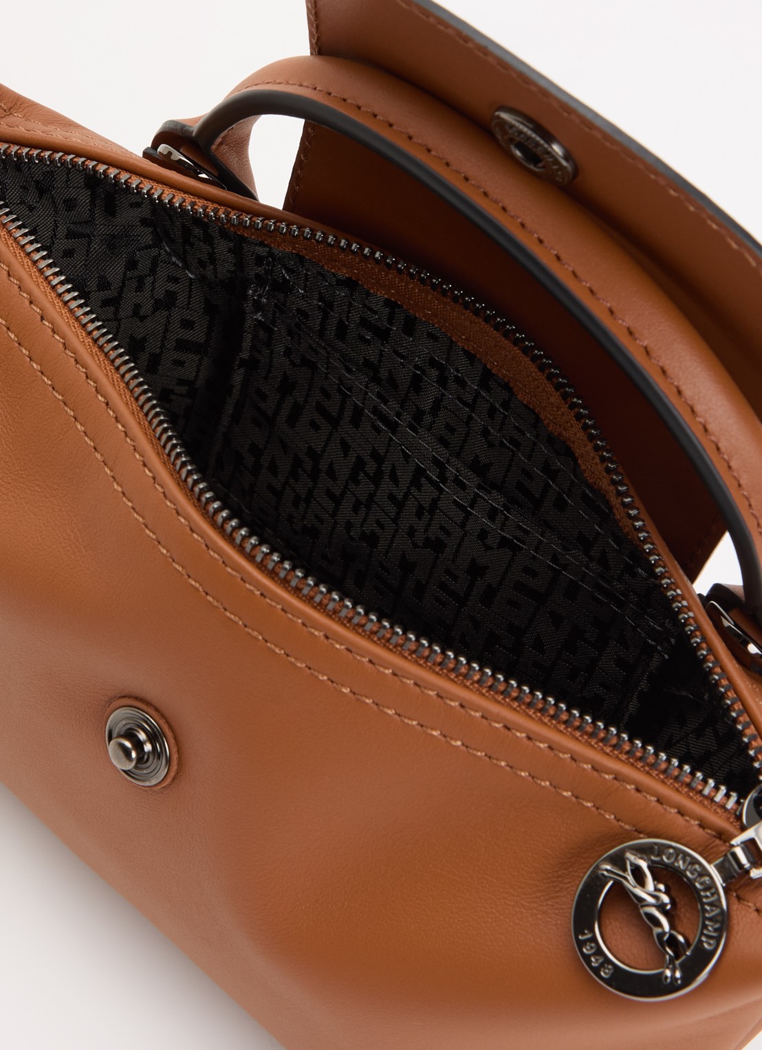 Longchamp Le Pliage Xtra handtas XS van leer met afneembare schouderriem - detail 5 oranjebruin
