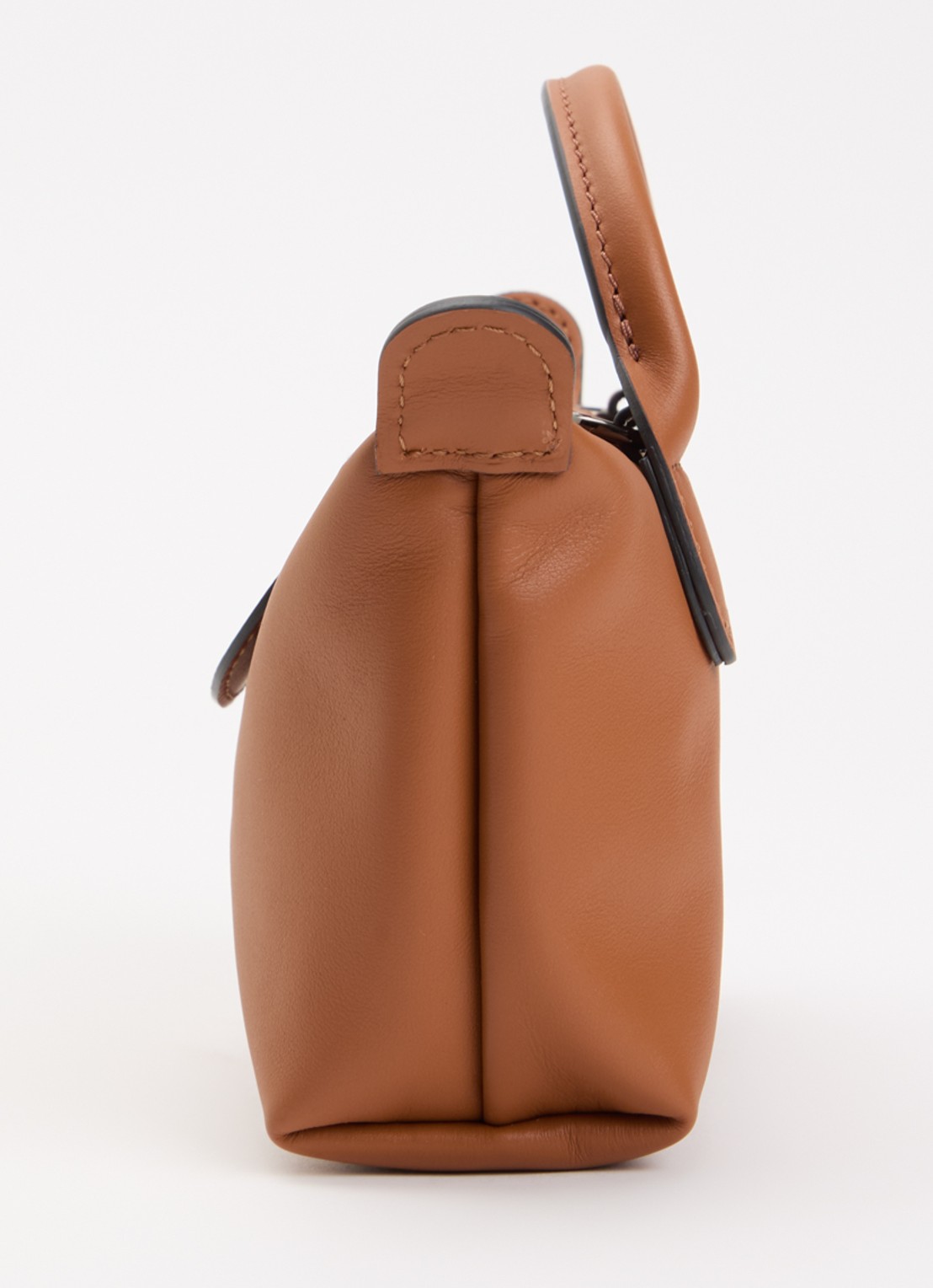 Longchamp Le Pliage Xtra handtas XS van leer met afneembare schouderriem - detail 6 oranjebruin