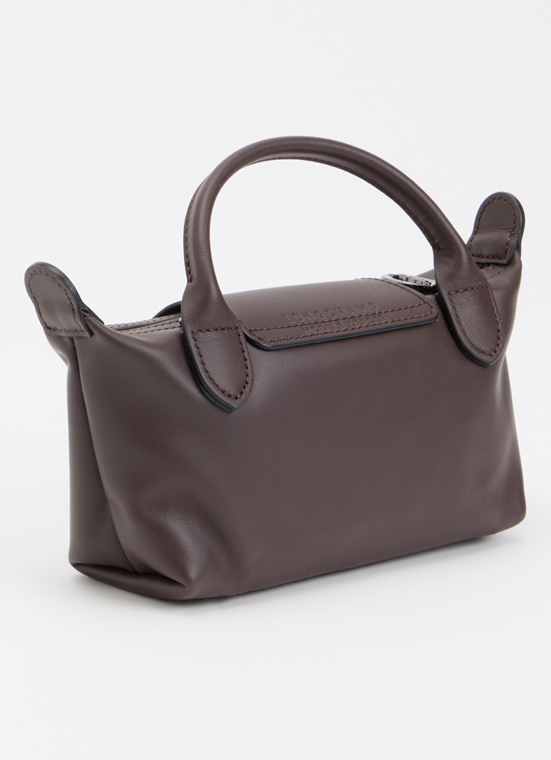 Longchamp Le Pliage Xtra handtas XS van leer met afneembare schouderriem - achterkant 7 donkerbruin