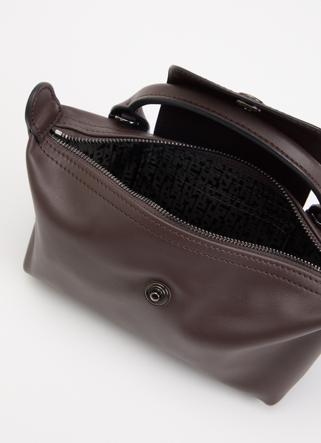 Longchamp Le Pliage Xtra handtas XS van leer met afneembare schouderriem - detail donkerbruin