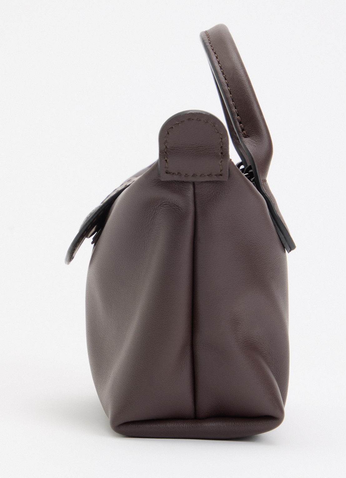 Longchamp Le Pliage Xtra handtas XS van leer met afneembare schouderriem - detail 2 donkerbruin