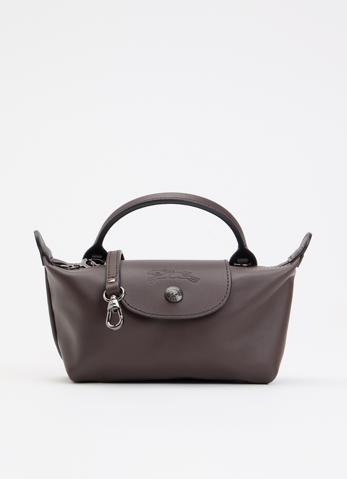 Longchamp Le Pliage Xtra handtas XS van leer met afneembare schouderriem - voorkant 4 donkerbruin