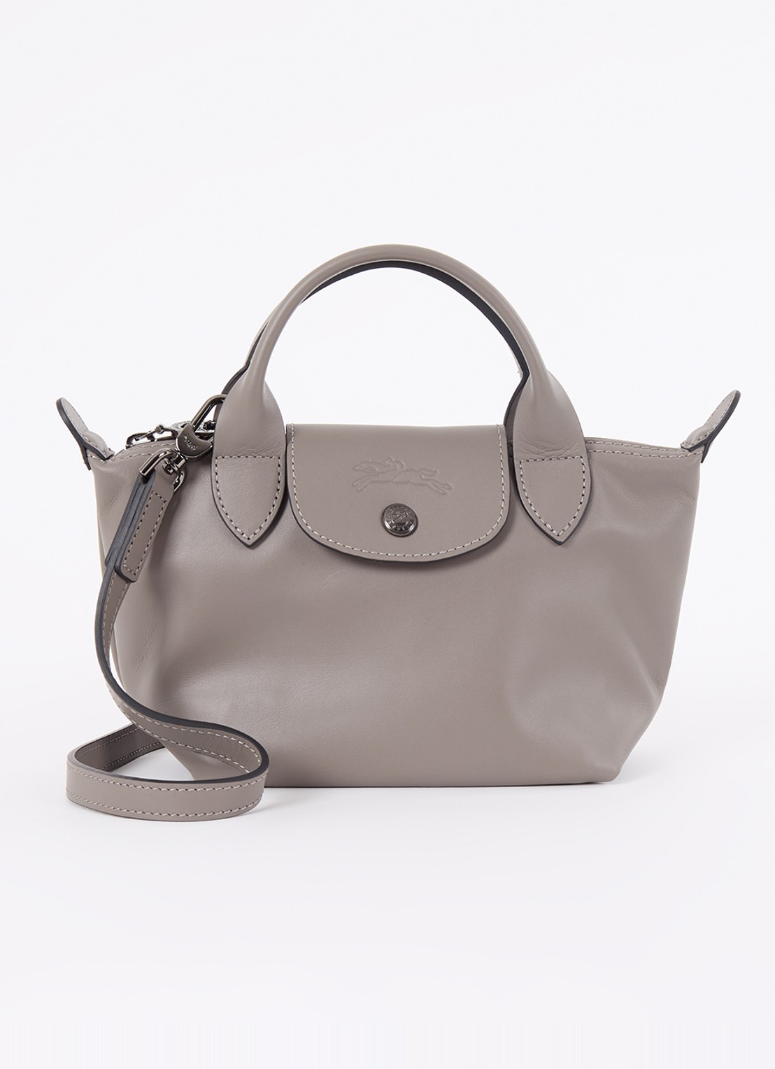 Longchamp Le Pliage Xtra handtas XS van leer - voorkant 2 lichtbruin