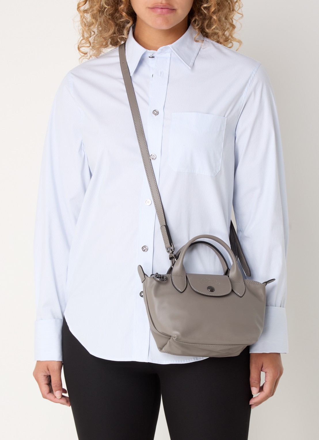 Longchamp Le Pliage Xtra handtas XS van leer - voorkant 3 lichtbruin