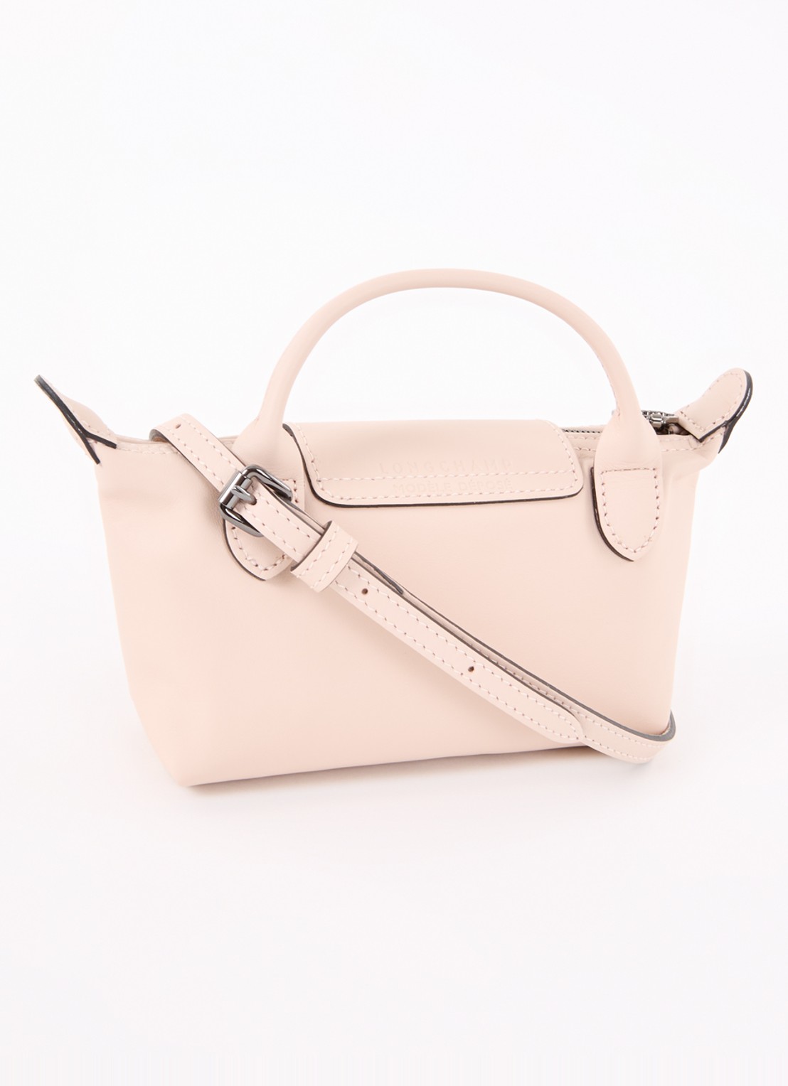 Longchamp Le Pliage Xtra handtas XS van leer - achterkant lichtroze