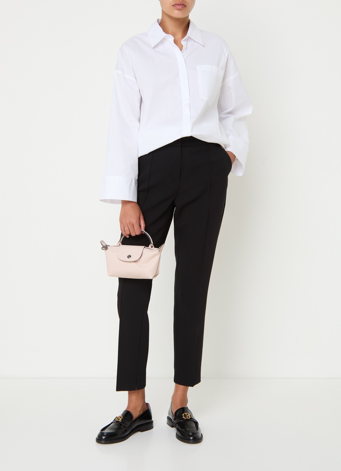 Longchamp Le Pliage Xtra handtas XS van leer - voorkant 3 lichtroze