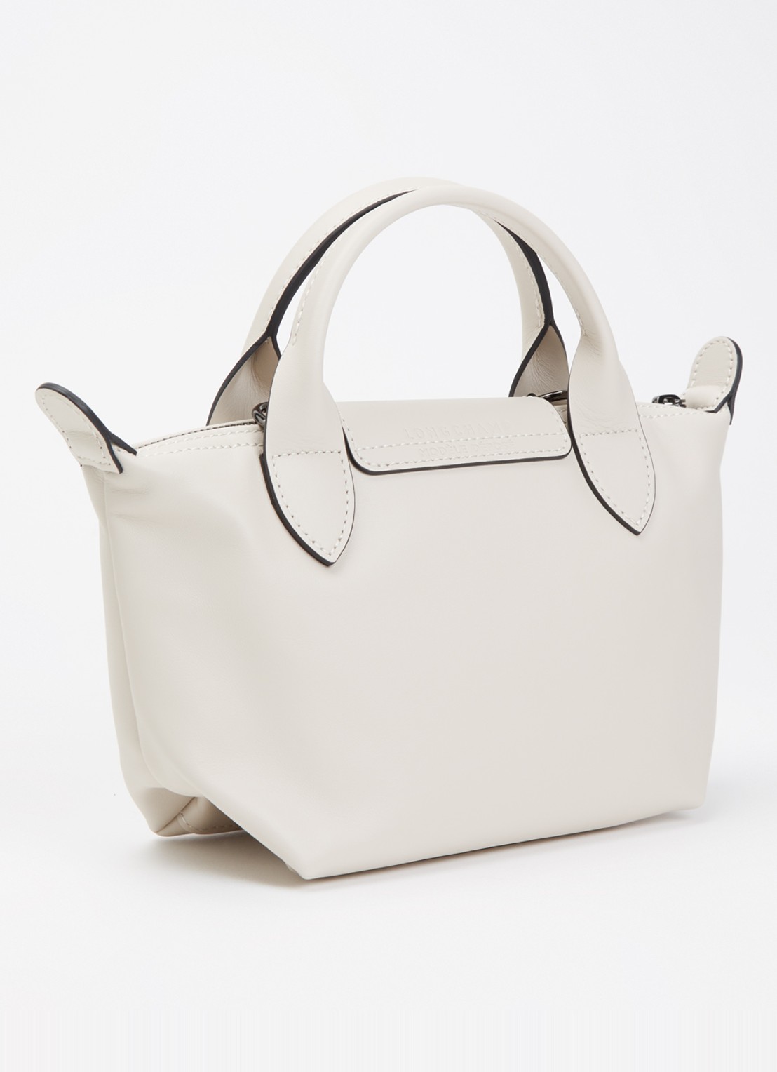 Longchamp Le Pliage Xtra handtas XS van leer - achterkant 7 lichtgrijs