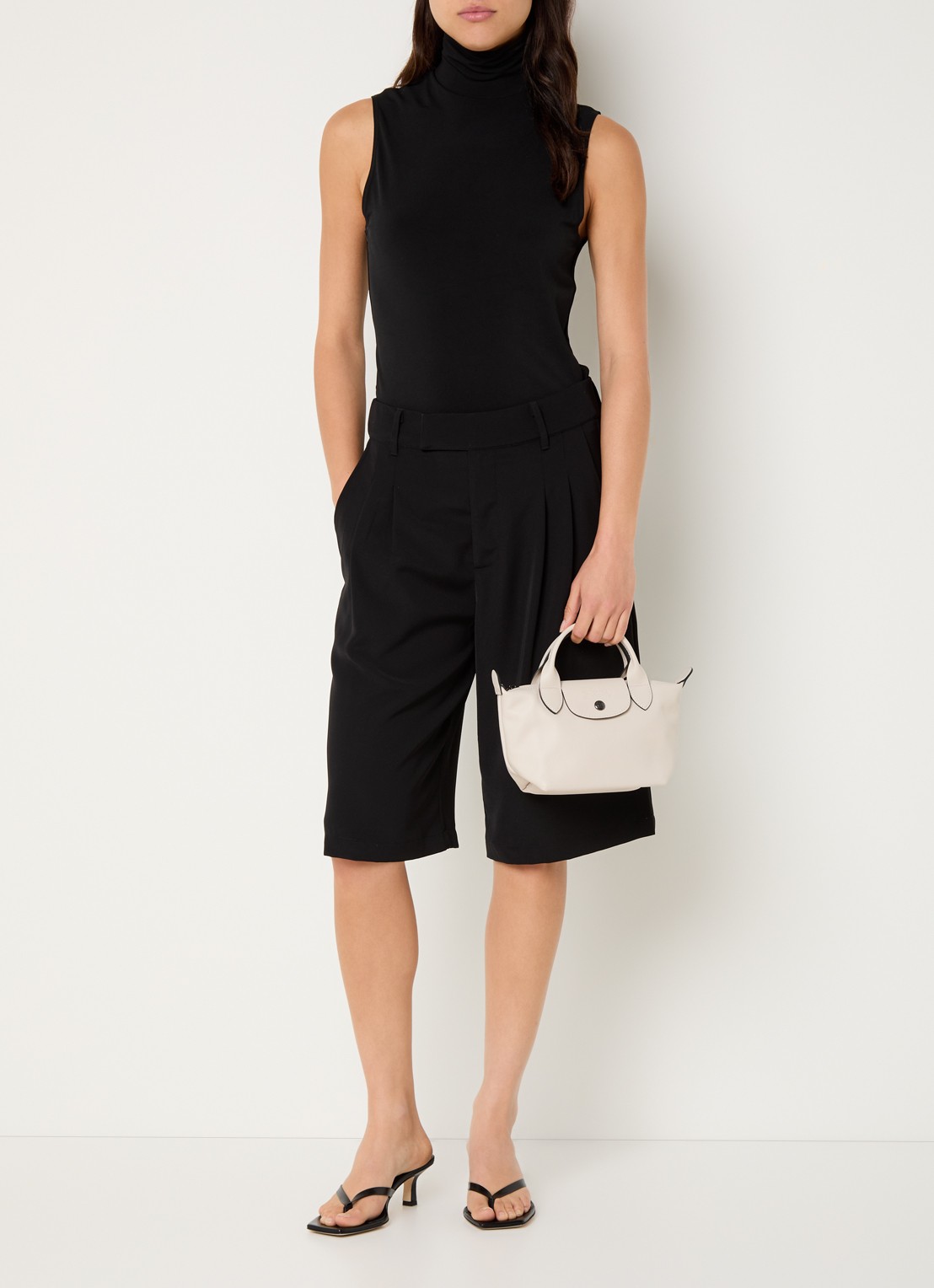 Longchamp Le Pliage Xtra handtas XS van leer - voorkant 5 lichtgrijs
