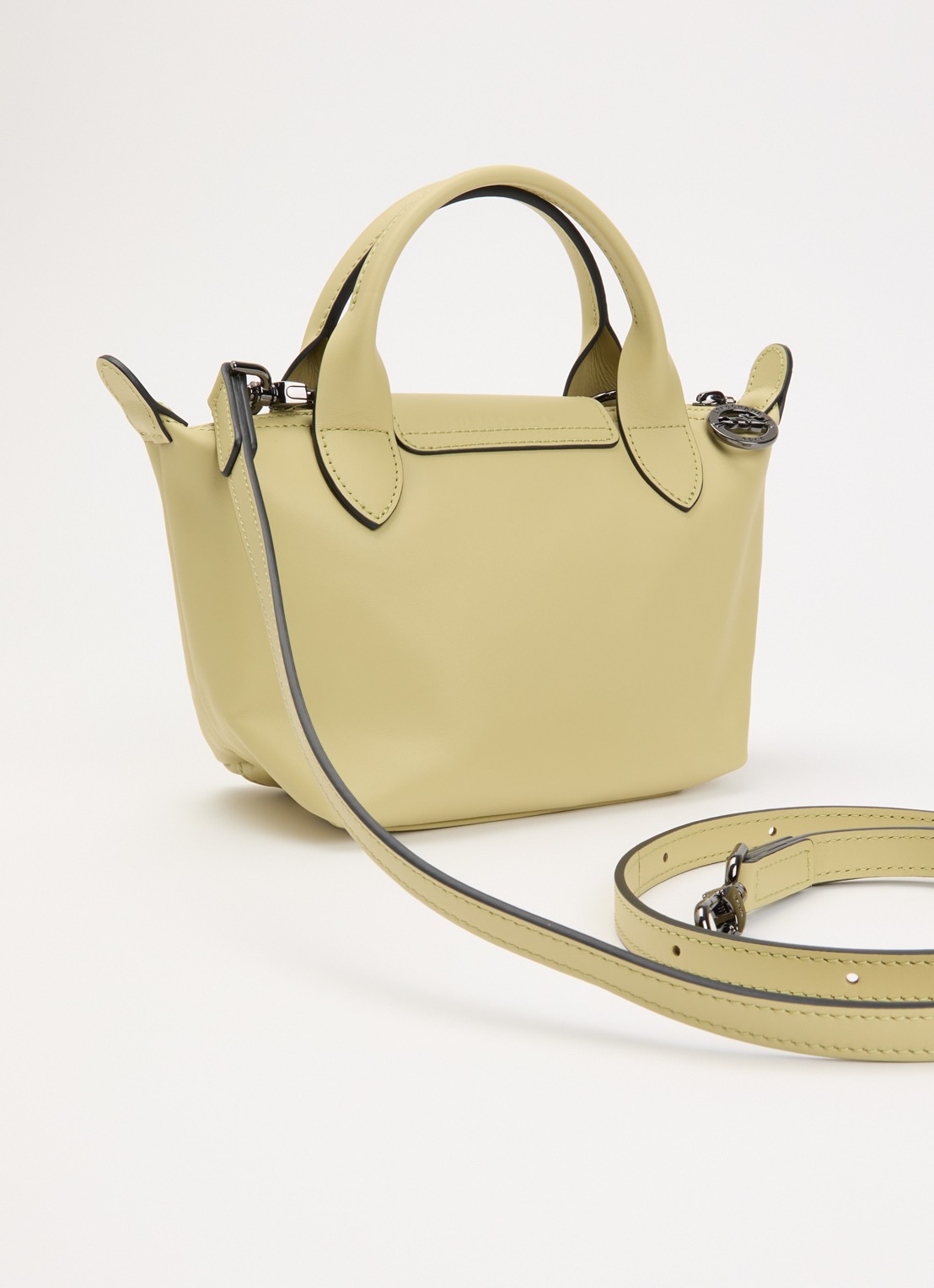 Longchamp Le Pliage Xtra handtas XS van leer - achterkant 7 lichtgroen