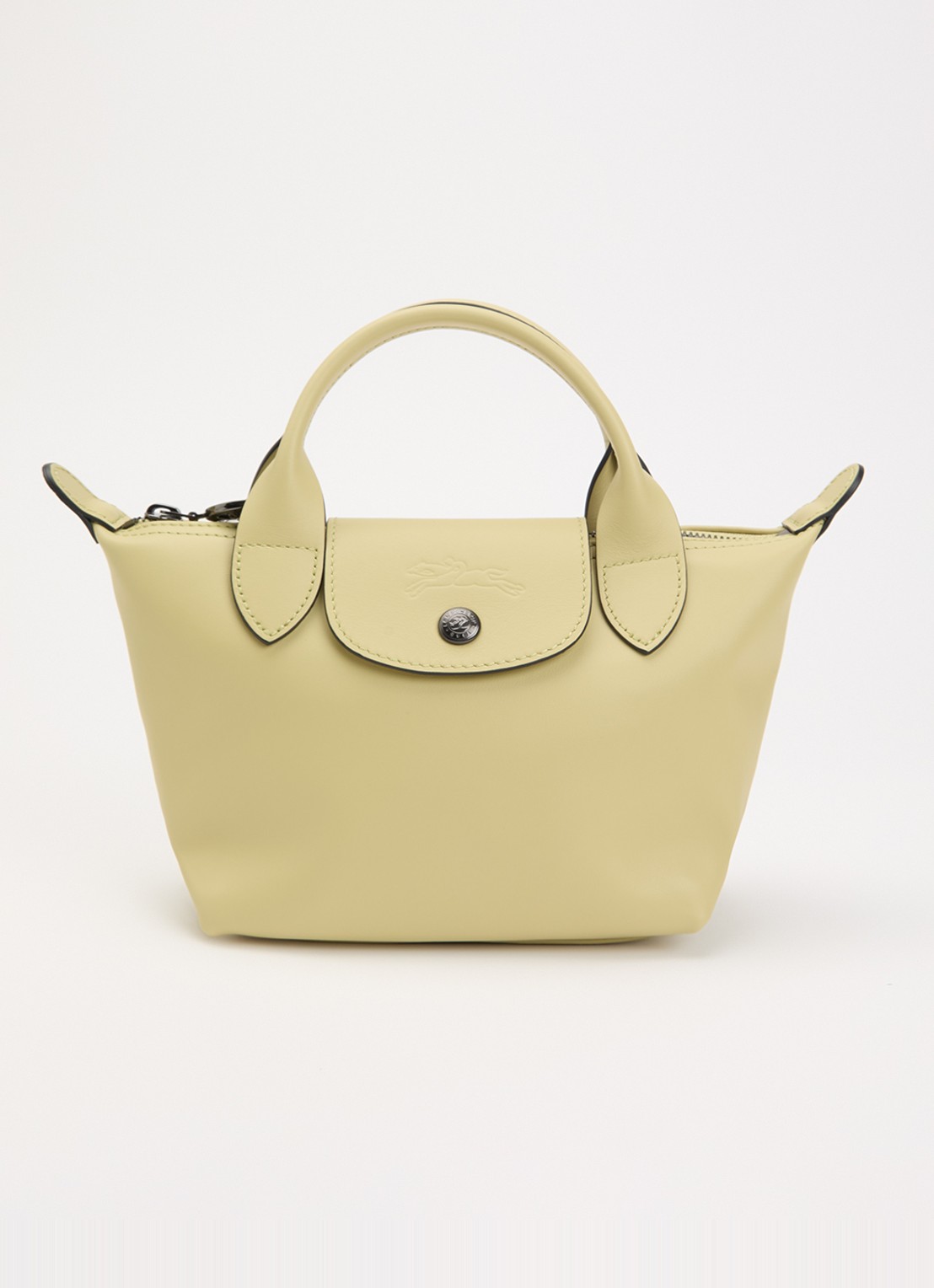 Longchamp Le Pliage Xtra handtas XS van leer - voorkant 4 lichtgroen