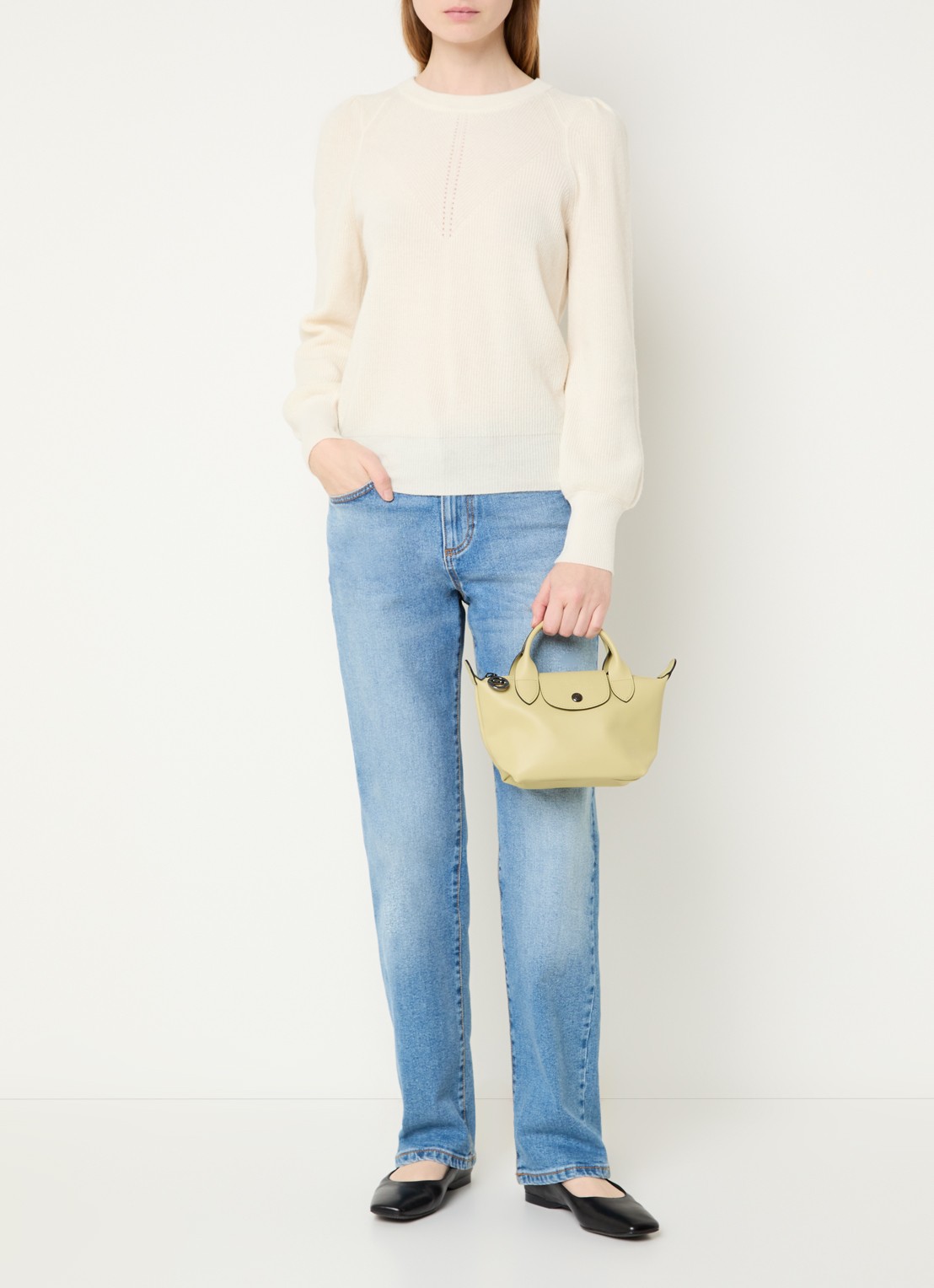 Longchamp Le Pliage Xtra handtas XS van leer - voorkant 6 lichtgroen