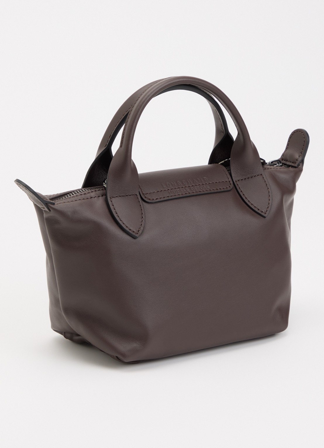 Longchamp Le Pliage Xtra handtas XS van leer - achterkant 7 donkerbruin