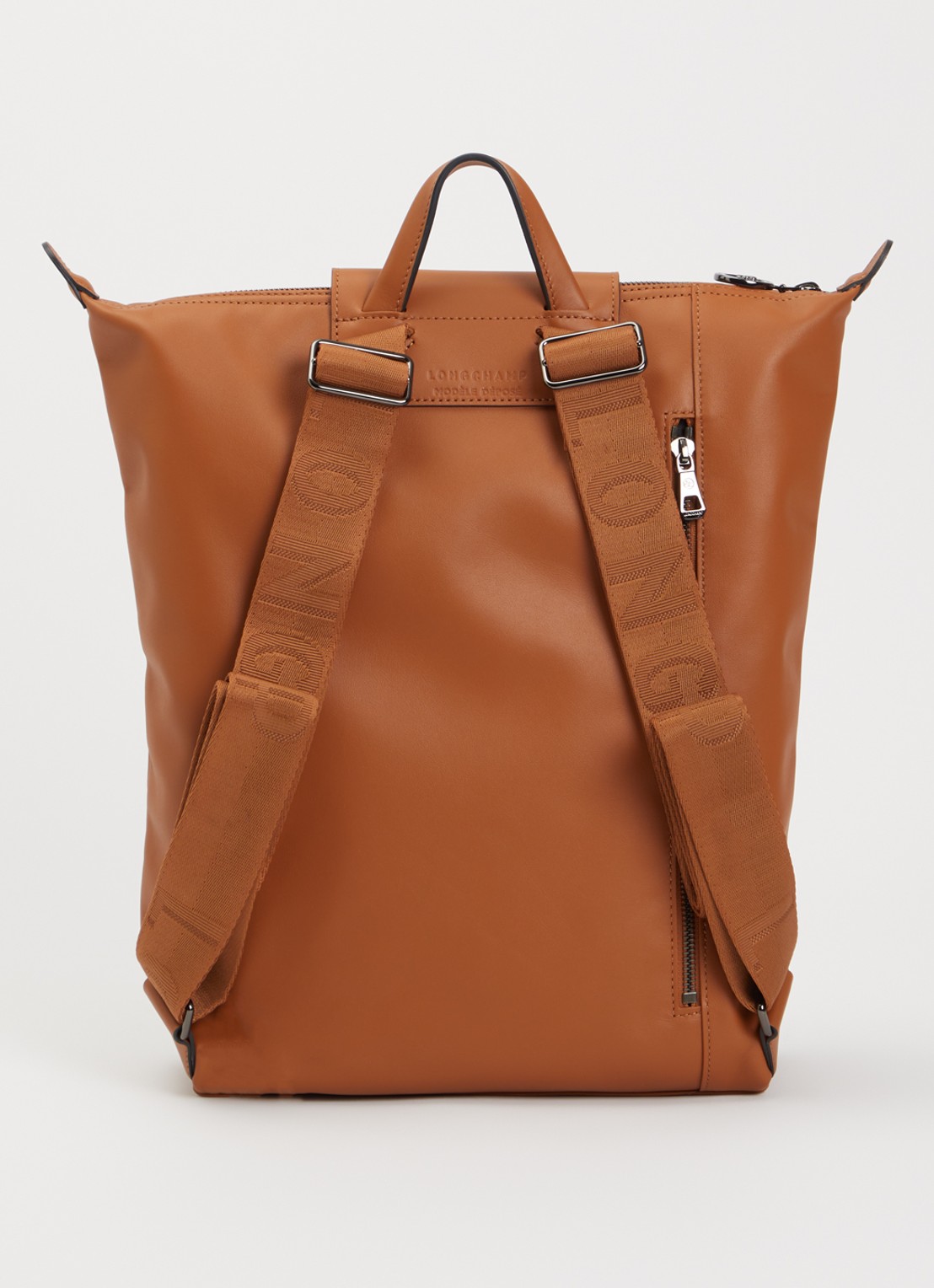 Longchamp Le Pliage Xtra rugzak M van leer - achterkant 4 oranjebruin