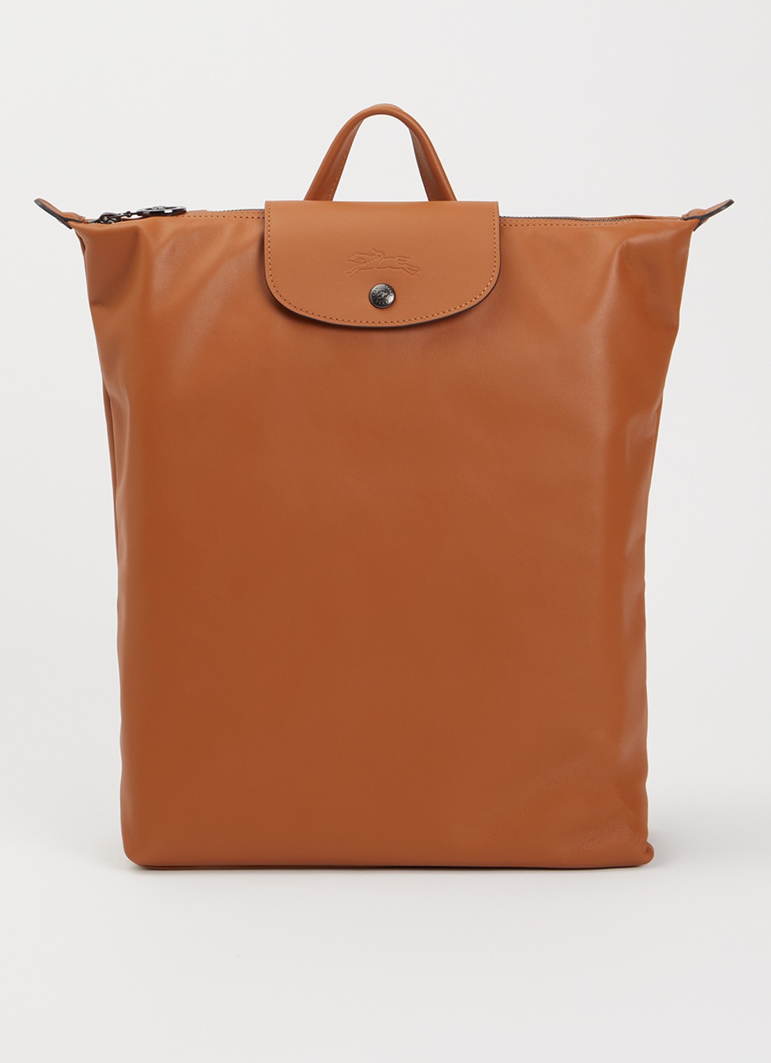 Longchamp Le Pliage Xtra rugzak M van leer - voorkant oranjebruin