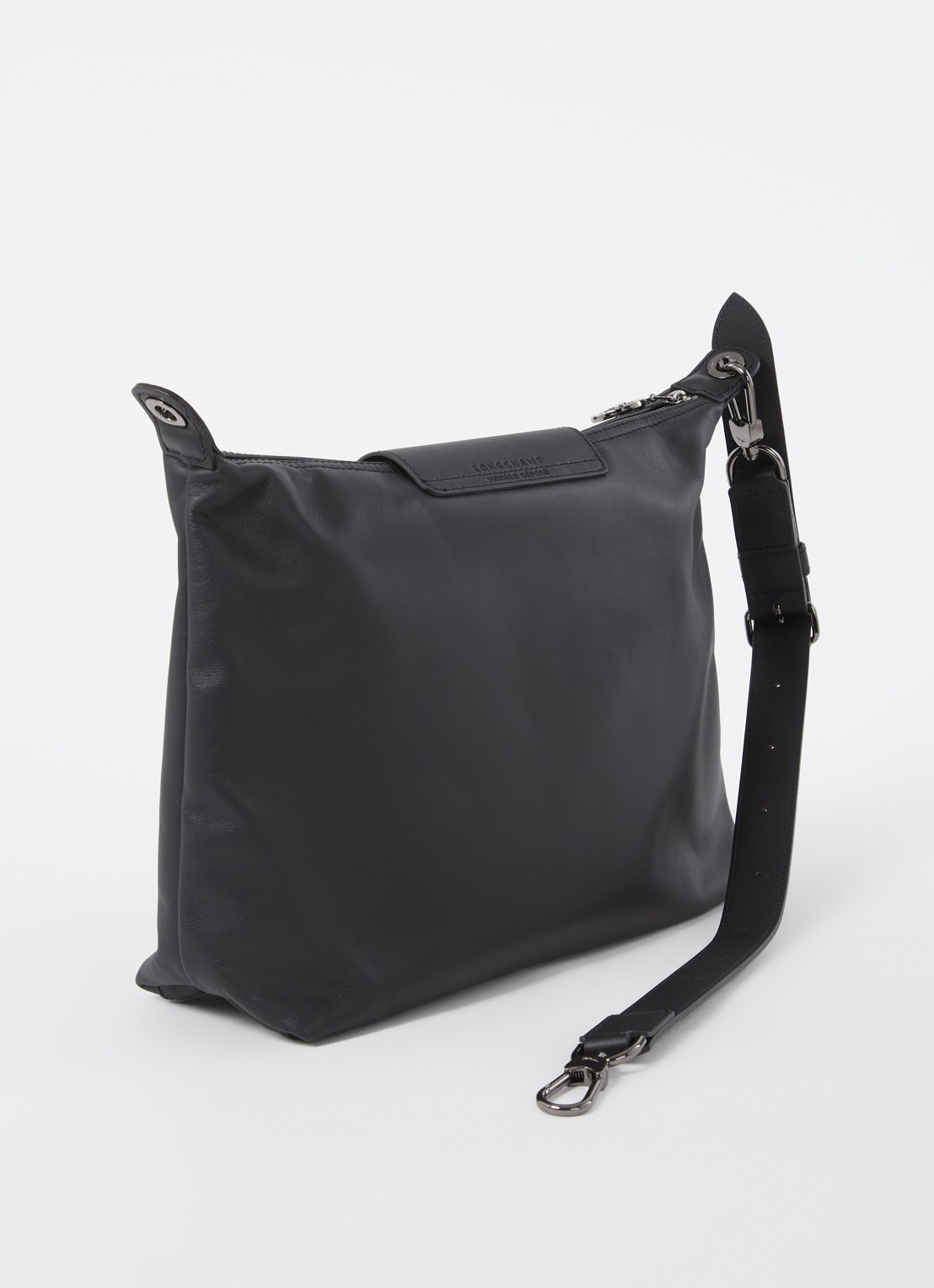 Longchamp Le Pliage Xtra schoudertas M van leer - achterkant 3 zwart