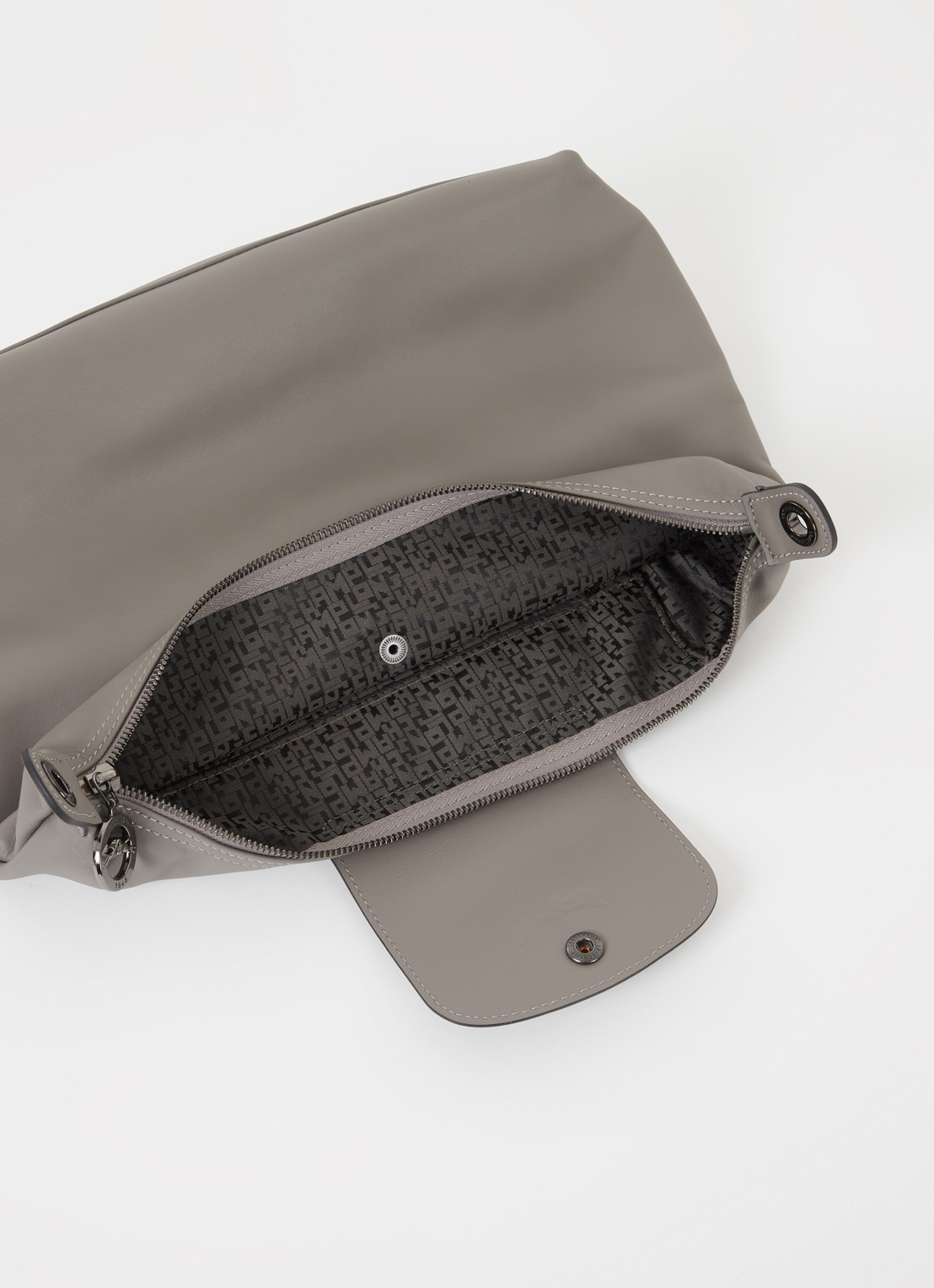 Longchamp Le Pliage Xtra schoudertas M van leer - detail 2 grijs