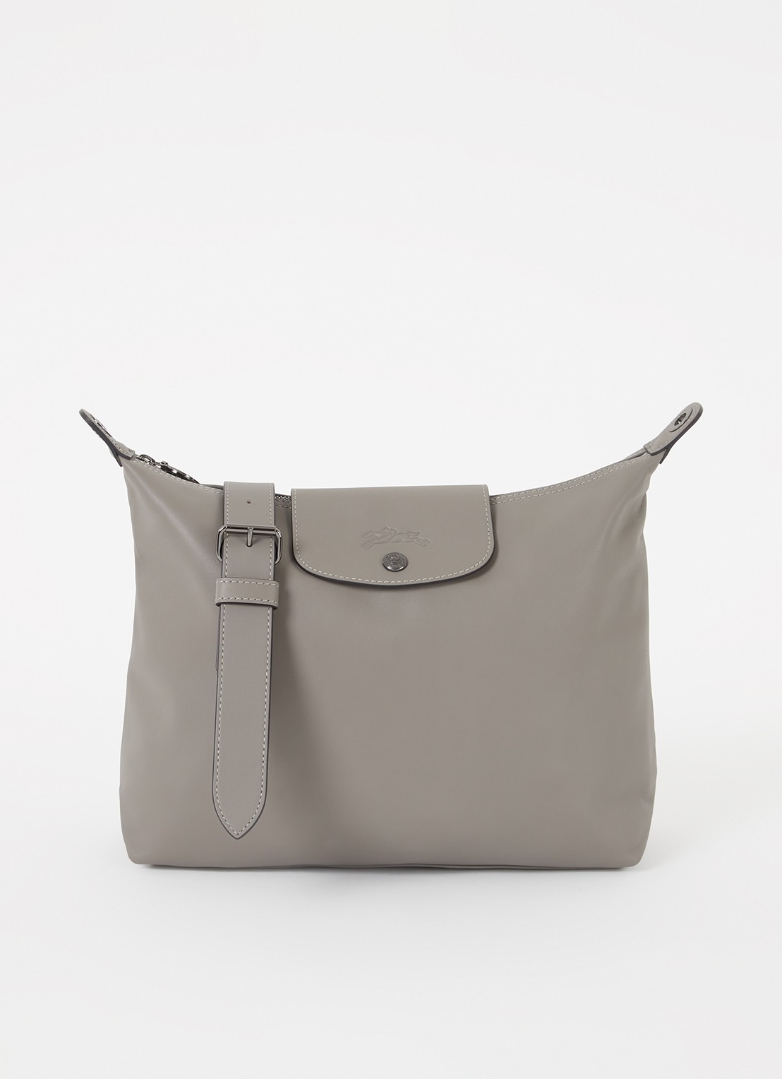 Longchamp Le Pliage Xtra schoudertas M van leer - voorkant 4 grijs