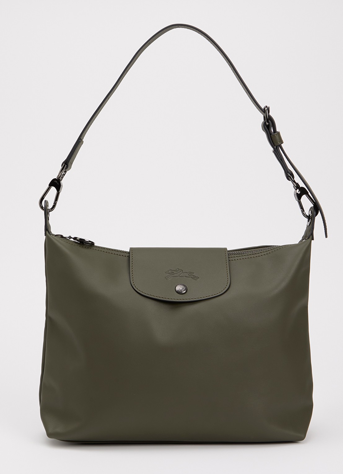 Longchamp Le Pliage Xtra schoudertas M van leer - voorkant 5 bronsgroen