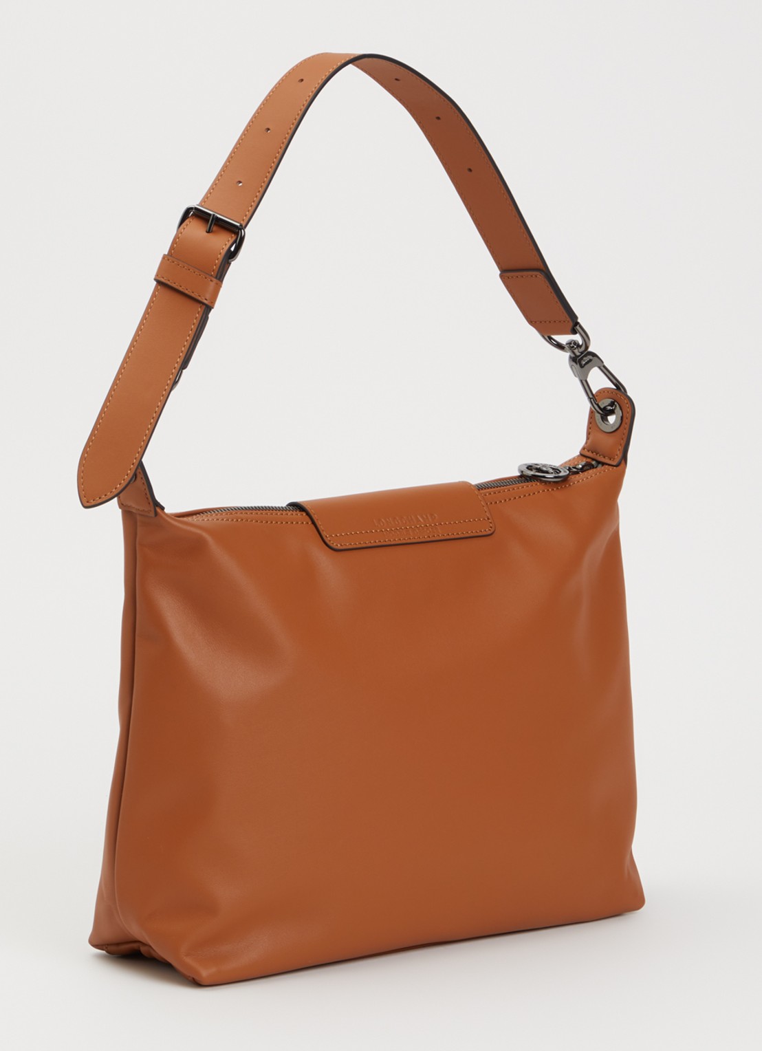 Longchamp Le Pliage Xtra schoudertas M van leer - achterkant oranjebruin