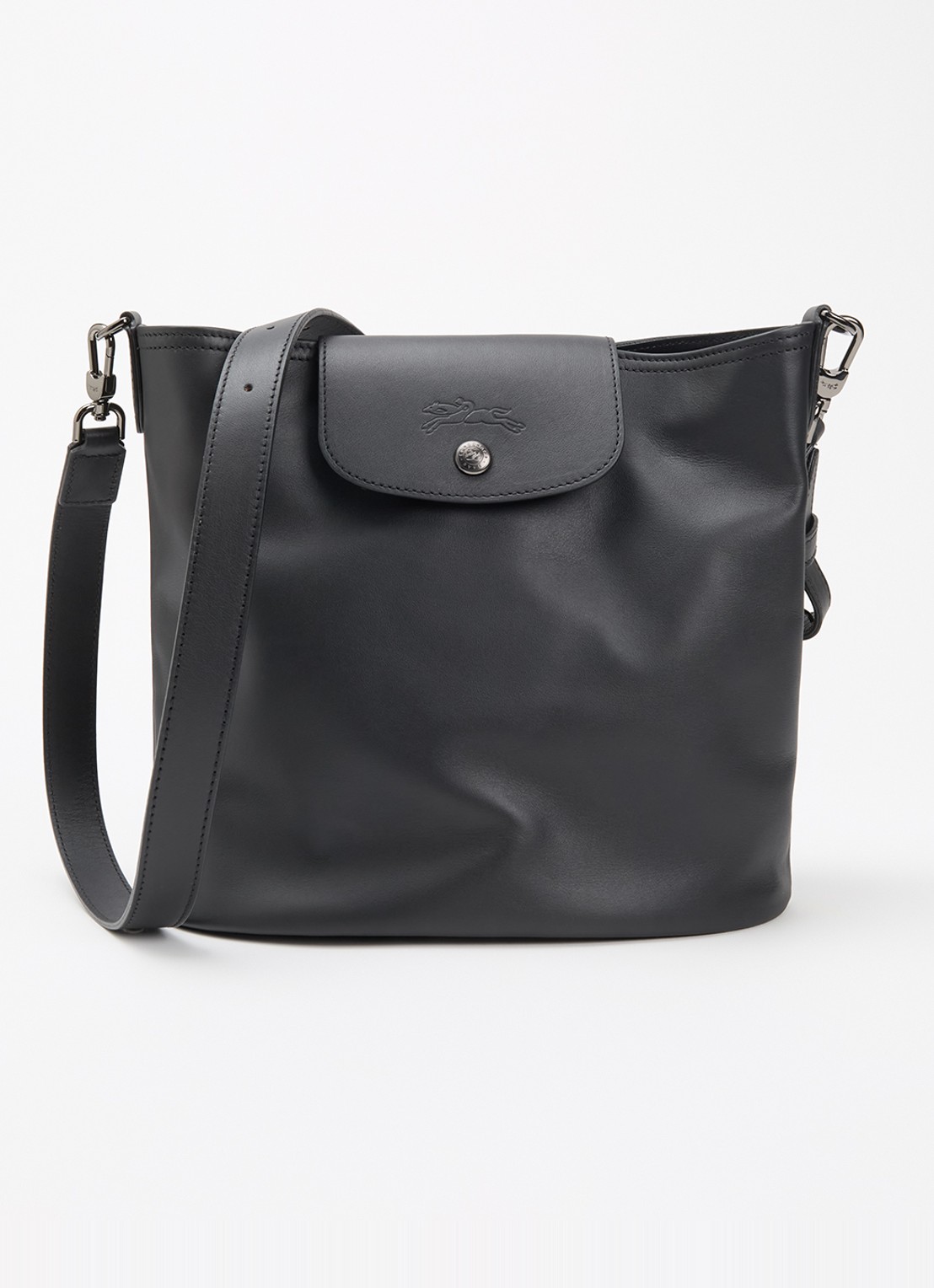 Longchamp Le Pliage Xtra schoudertas M van leer - voorkant 4 zwart