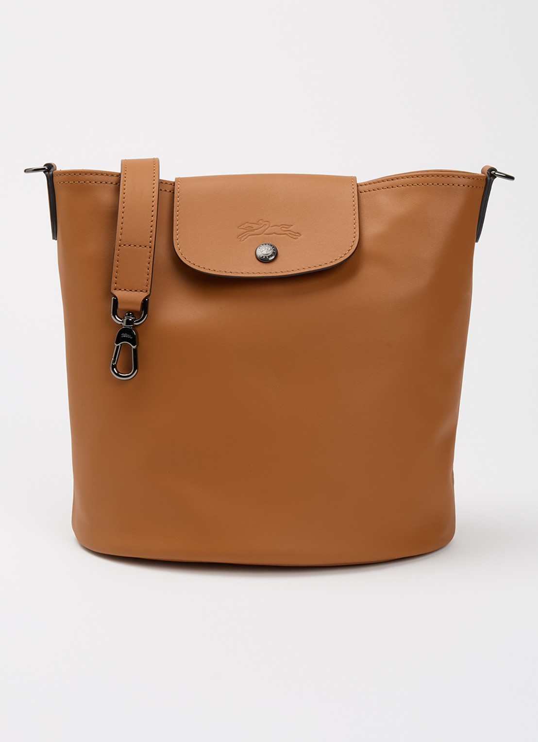 Longchamp Le Pliage Xtra schoudertas M van leer - voorkant 2 cognac