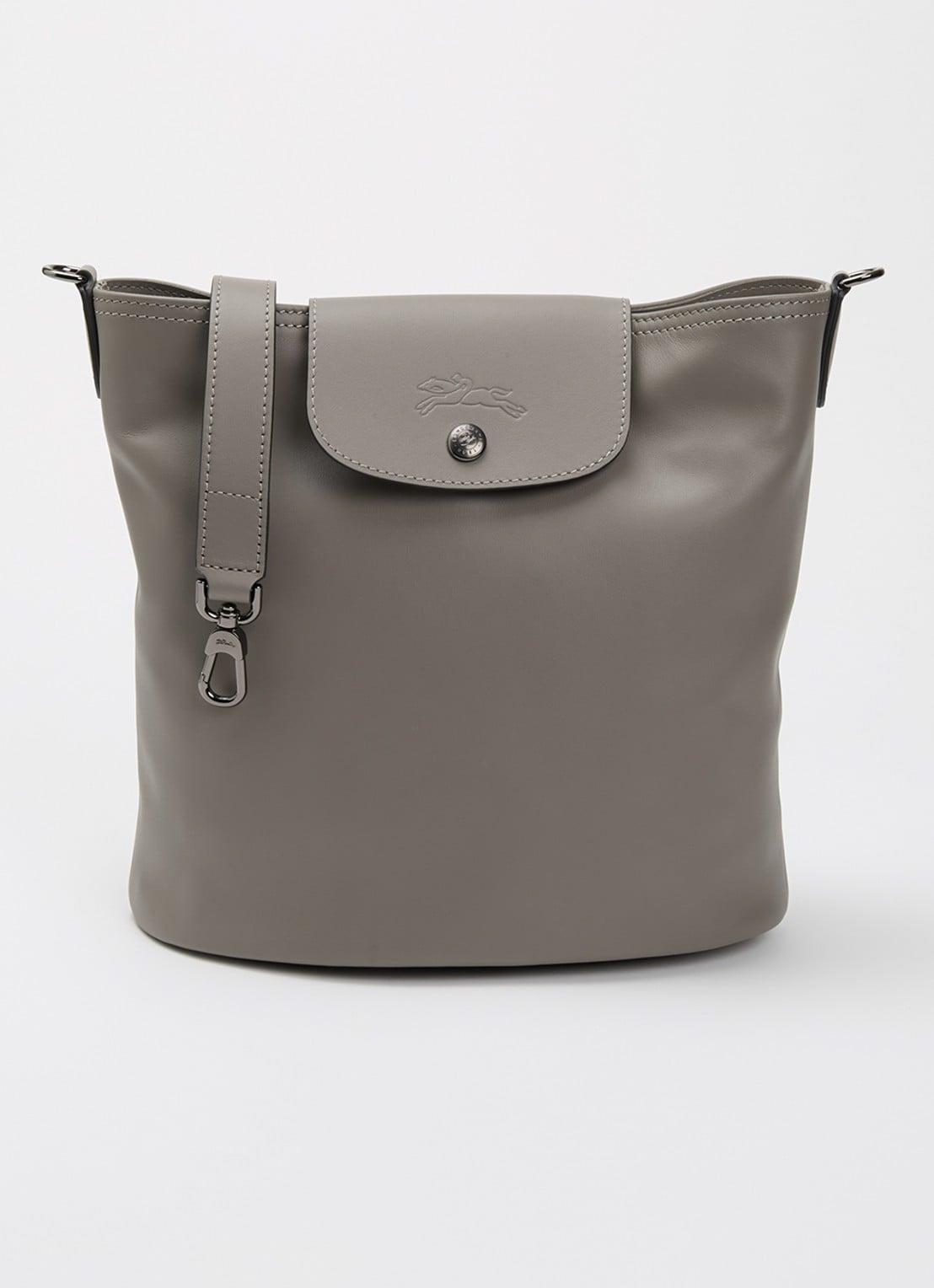 Longchamp Le Pliage Xtra schoudertas M van leer - voorkant blauwgrijs