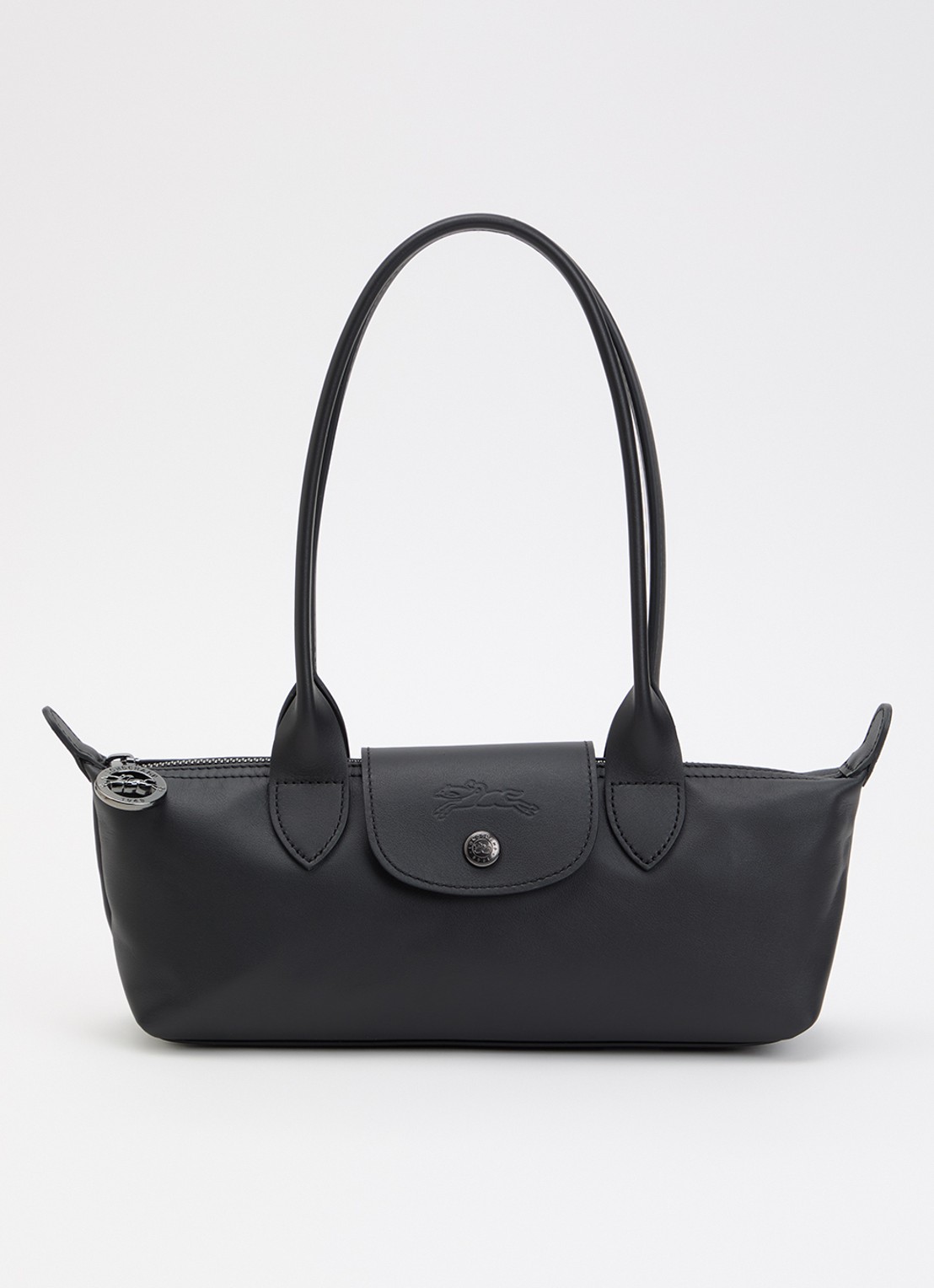 Longchamp Le Pliage Xtra schoudertas M van leer - voorkant 4 zwart