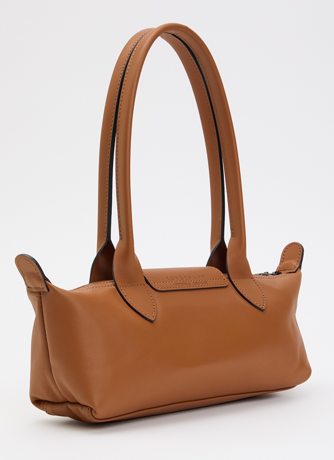 Longchamp Le Pliage Xtra schoudertas M van leer - achterkant oranjebruin