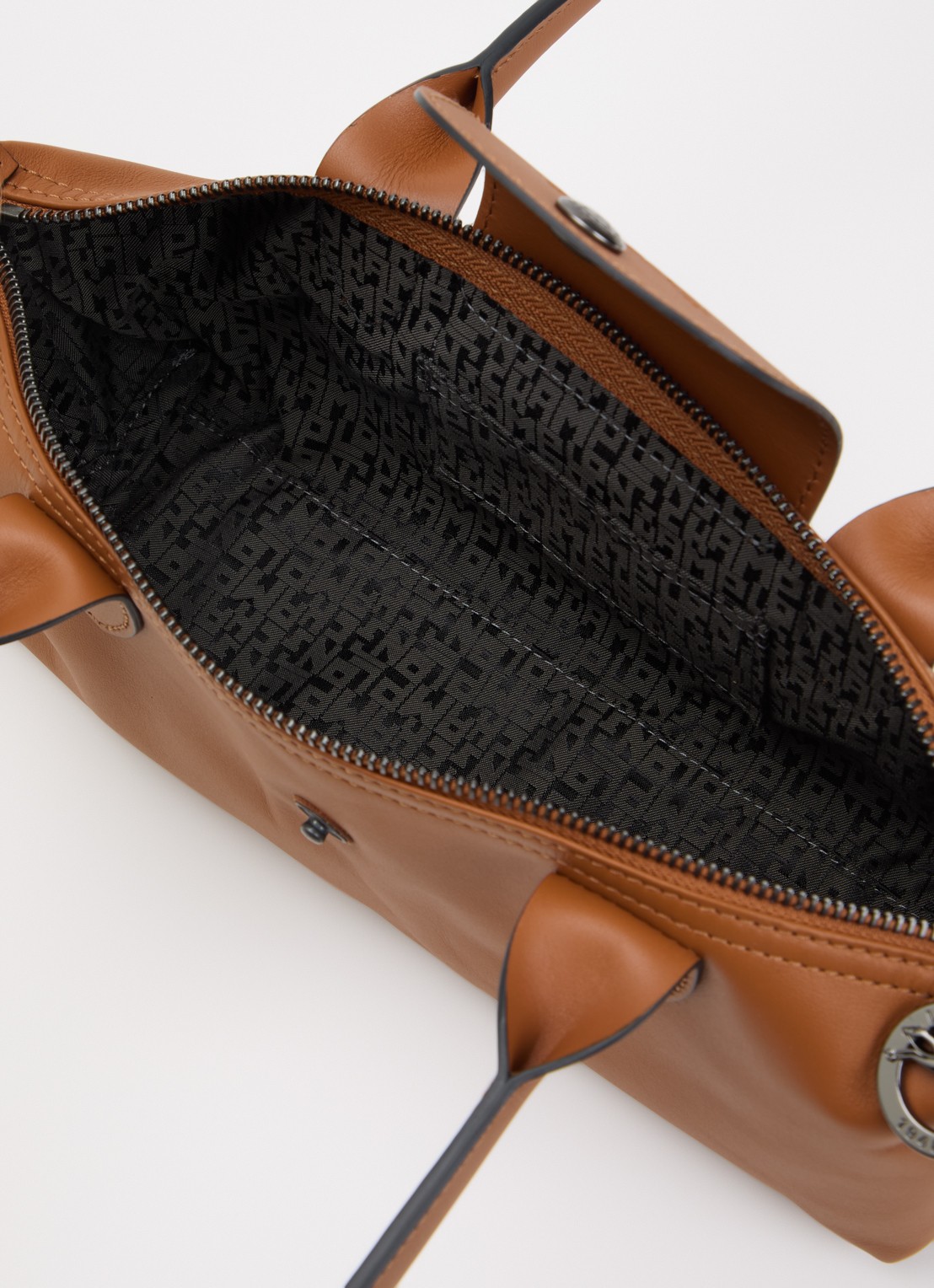 Longchamp Le Pliage Xtra schoudertas M van leer - detail 4 oranjebruin