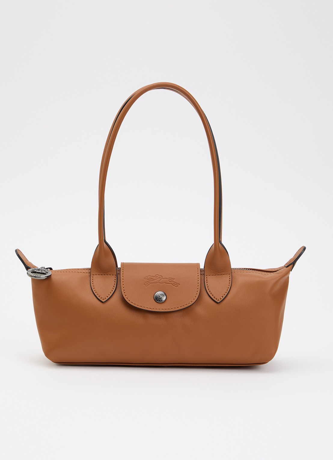 Longchamp Le Pliage Xtra schoudertas M van leer - voorkant 2 oranjebruin