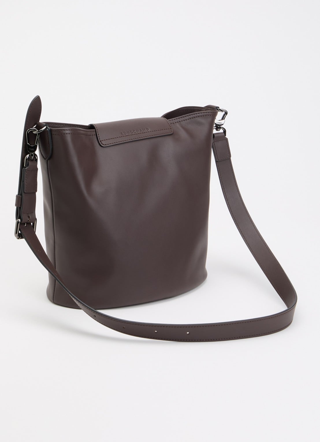 Longchamp Le Pliage Xtra schoudertas M van leer - achterkant 3 donkerbruin