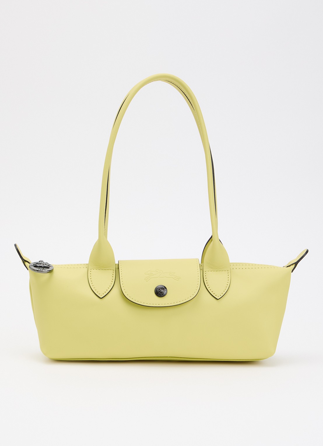 Longchamp Le Pliage Xtra schoudertas M van leer - voorkant lichtgeel