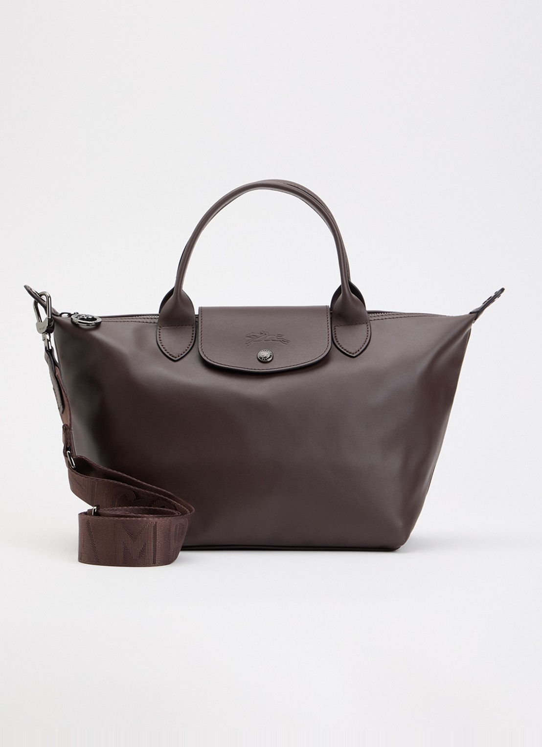 Longchamp Le Pliage Xtra schoudertas S van leer - voorkant 5 donkerbruin