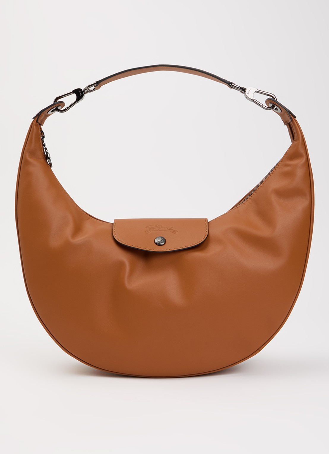 Longchamp Le Pliage Xtra schoudertas van leer - voorkant cognac