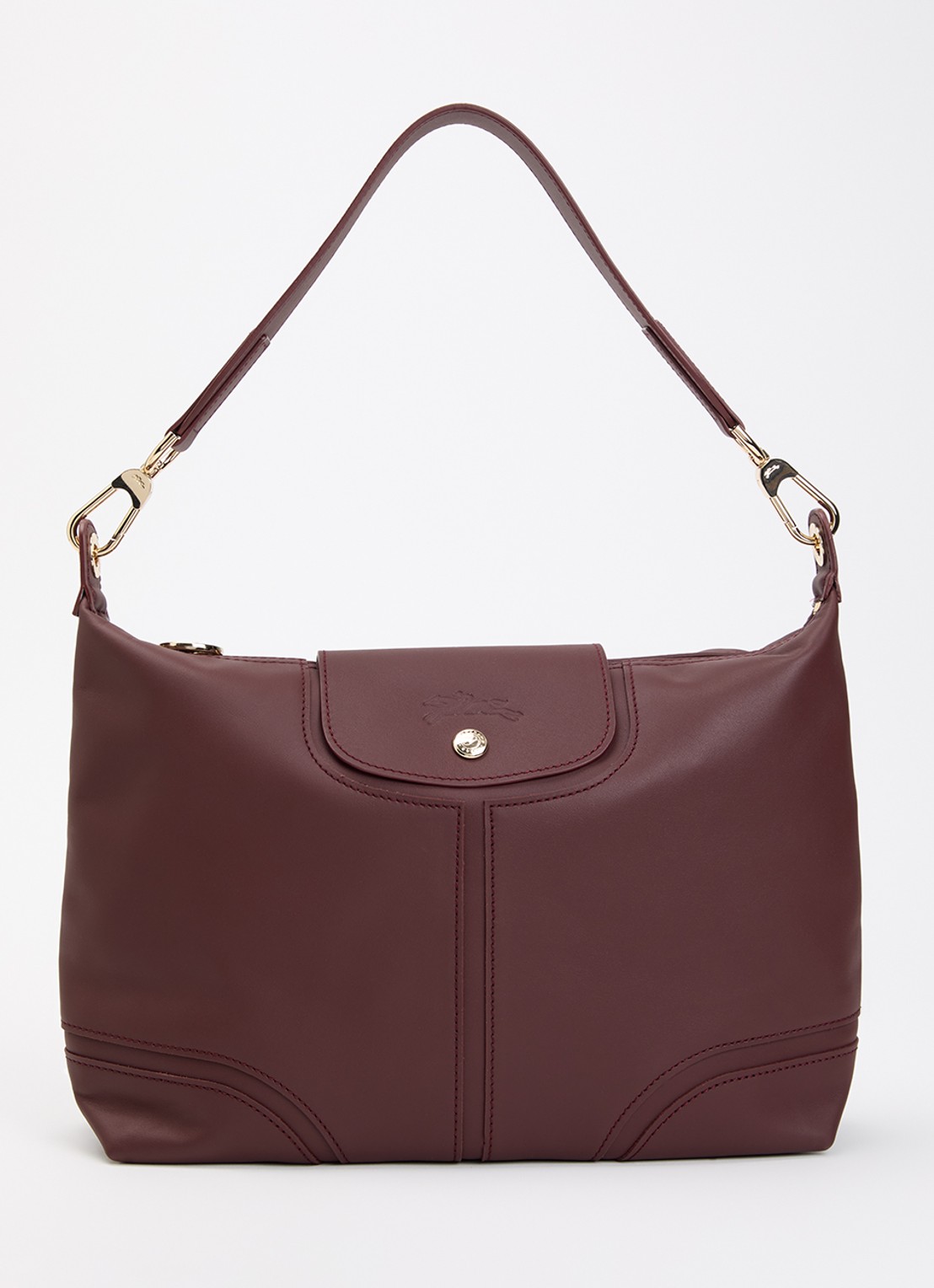 Longchamp Le Pliage Xtra schoudertas van leer - voorkant 2 bordeauxrood