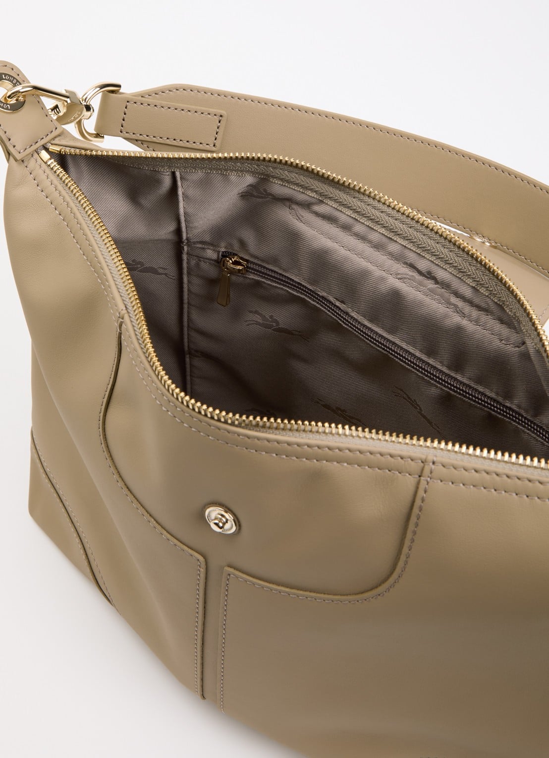 Longchamp Le Pliage Xtra schoudertas van leer - detail 3 khaki