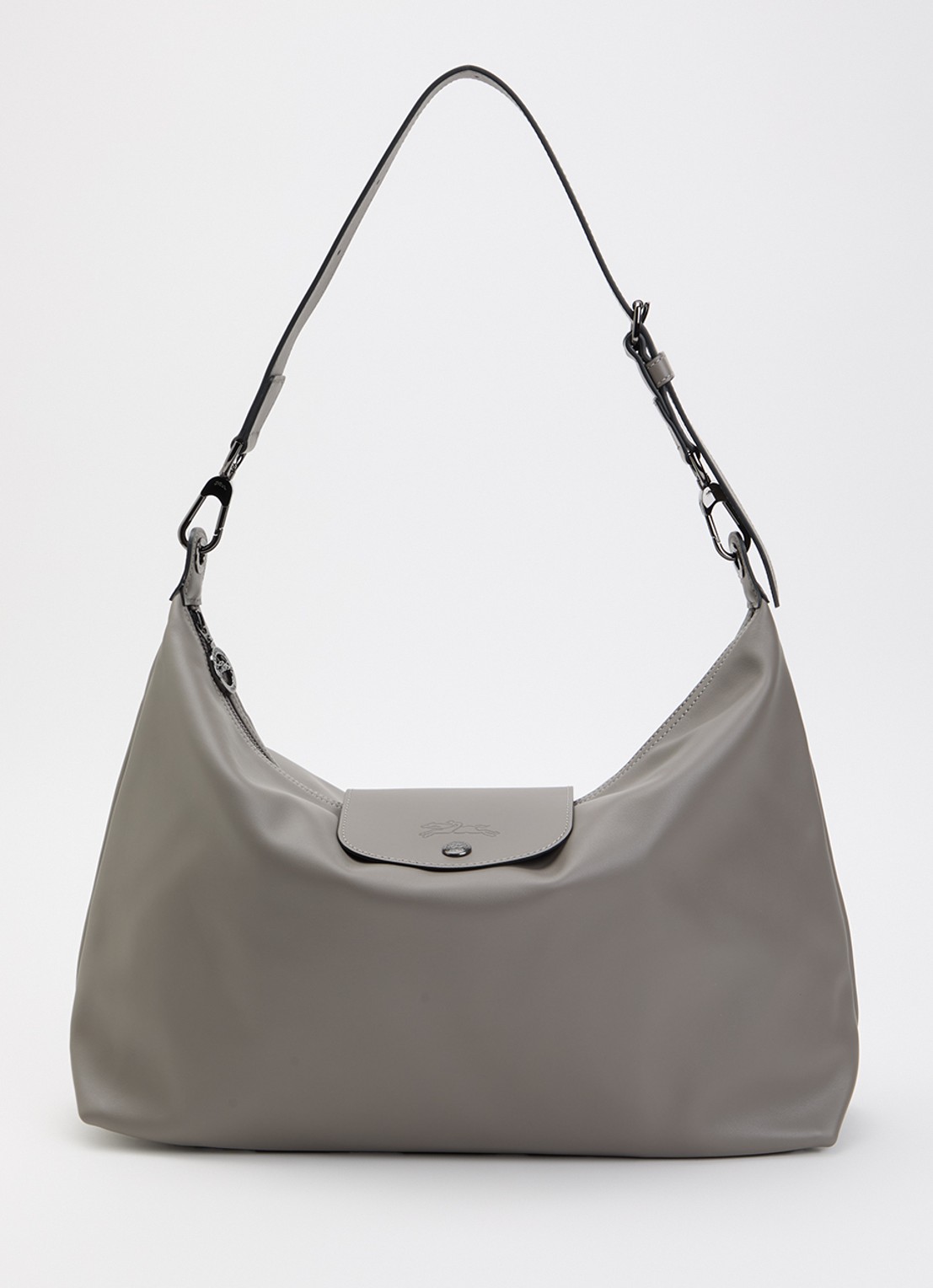 Longchamp Le Pliage Xtra schoudertas XL van leer - voorkant grijs