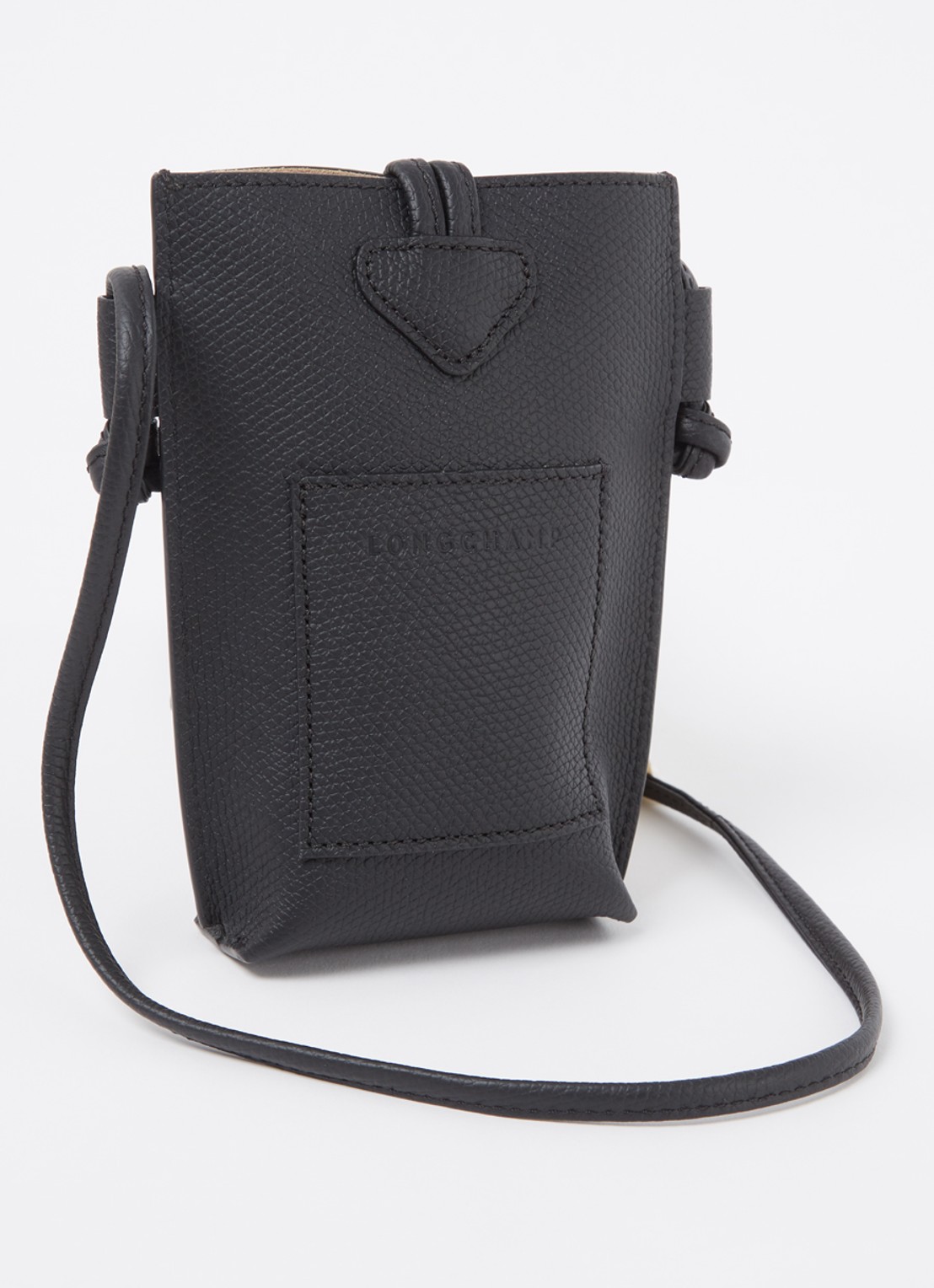 Longchamp Le Roseau crossbody telefoonhoes van leer - achterkant zwart