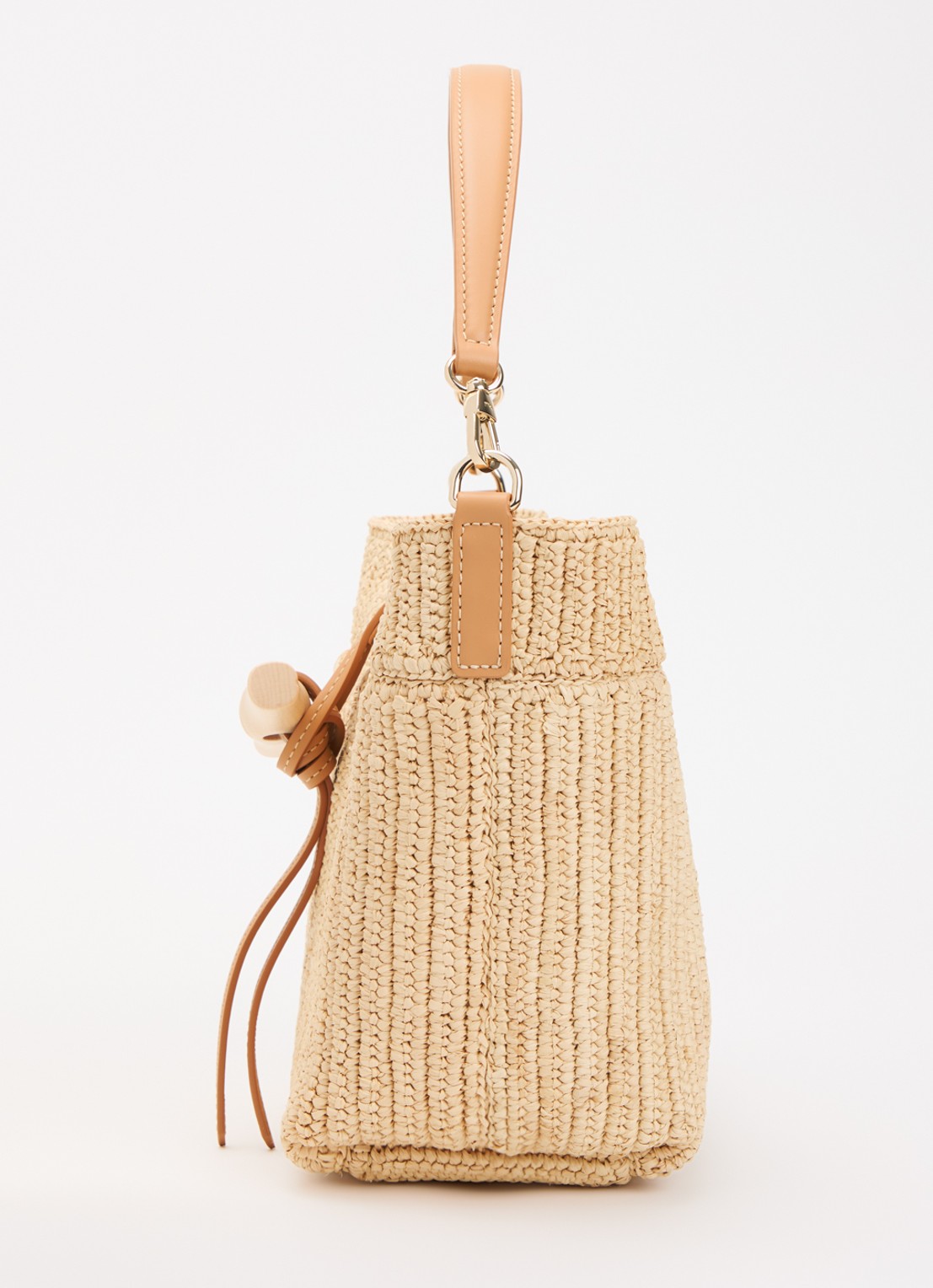 Longchamp Le Roseau crossbodytas XS met details van kalfsleer - detail 2 beige